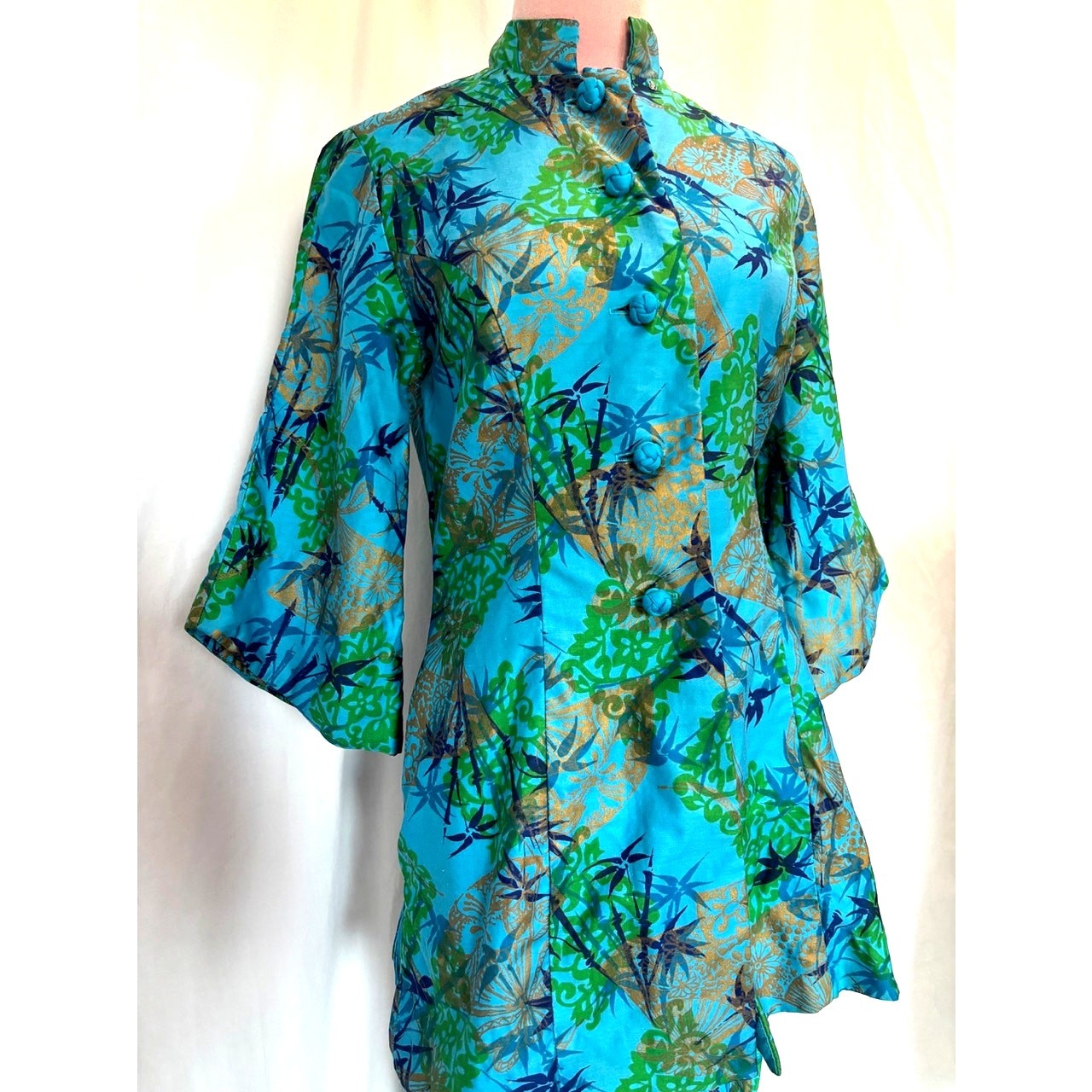 VTG 60 Alice Polynesian Fashions Jacket Pant Set TIKI Outfit Botanical Bamboo XS