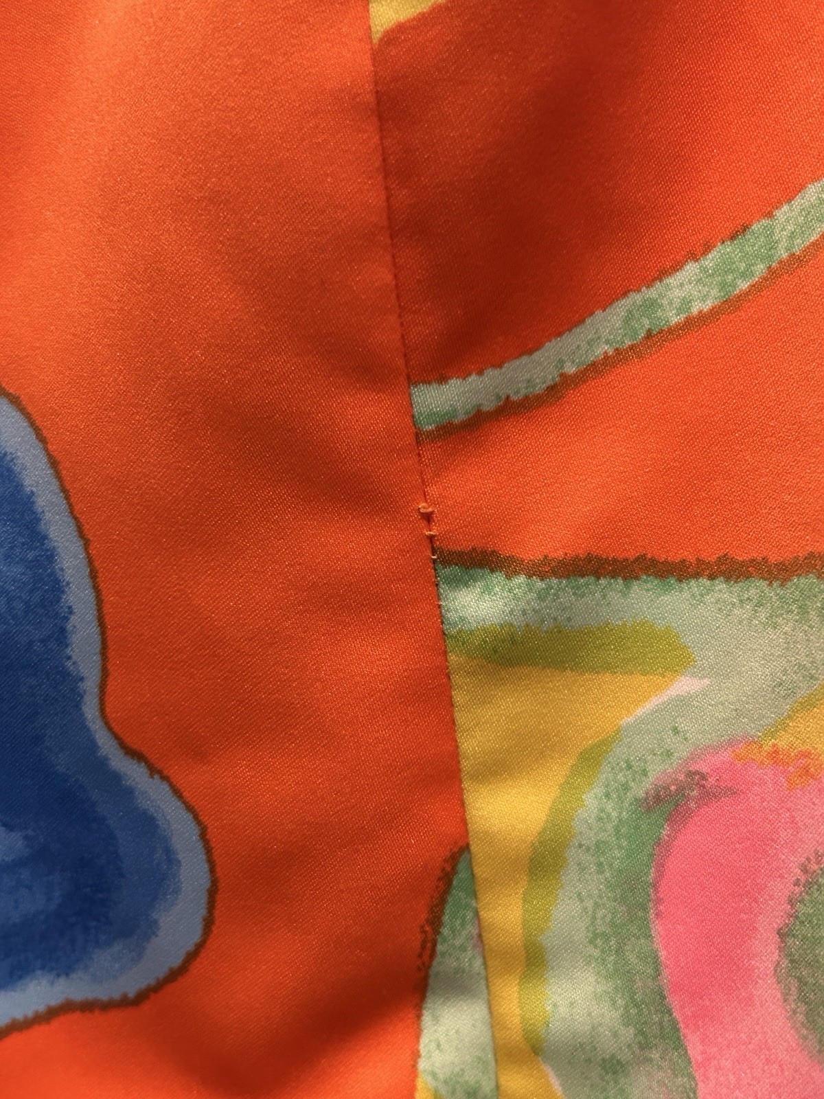 Vintage Tori Richard Dress Womens 16 Orange 70s Honolulu Psychadelic Swirl Maxi