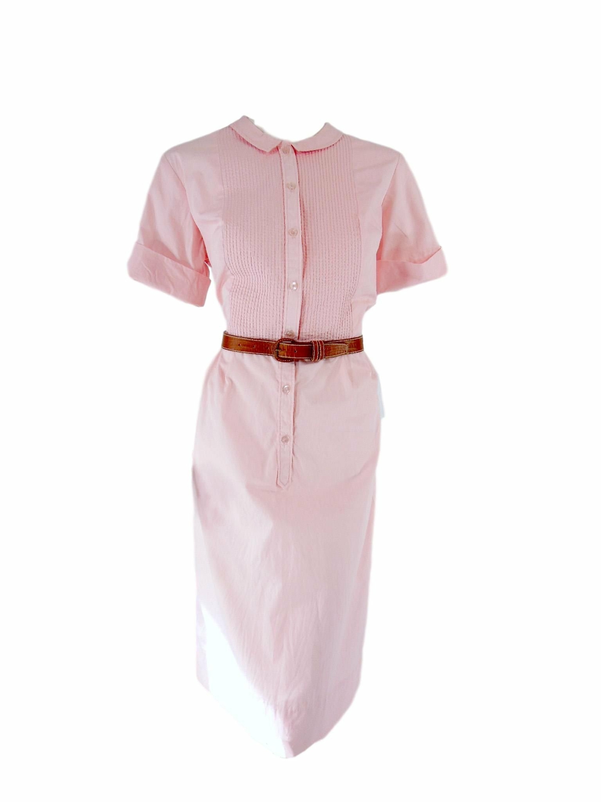 Vintage 60s Shirtwaist Dress in Pink Cotton – med, lg