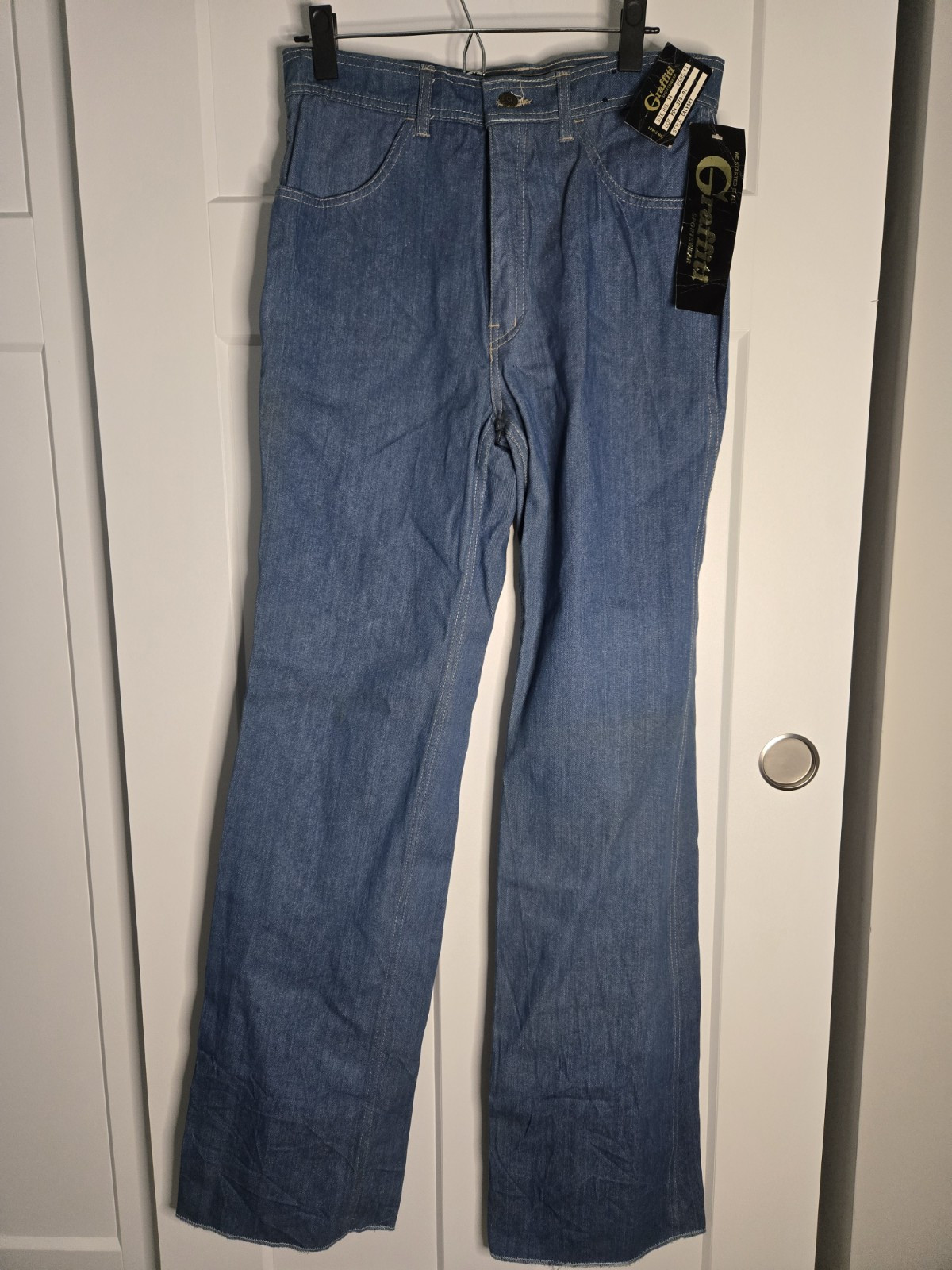 Vintage 70s Graffiti Jeans Boot Cut Calvary Style Mens 34 Wms 13