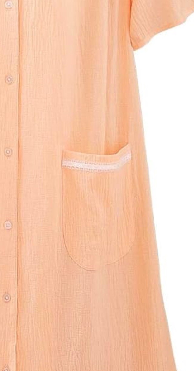 Vintage Nightgown Peach Mumu 2XL House Coat Grandma Chic