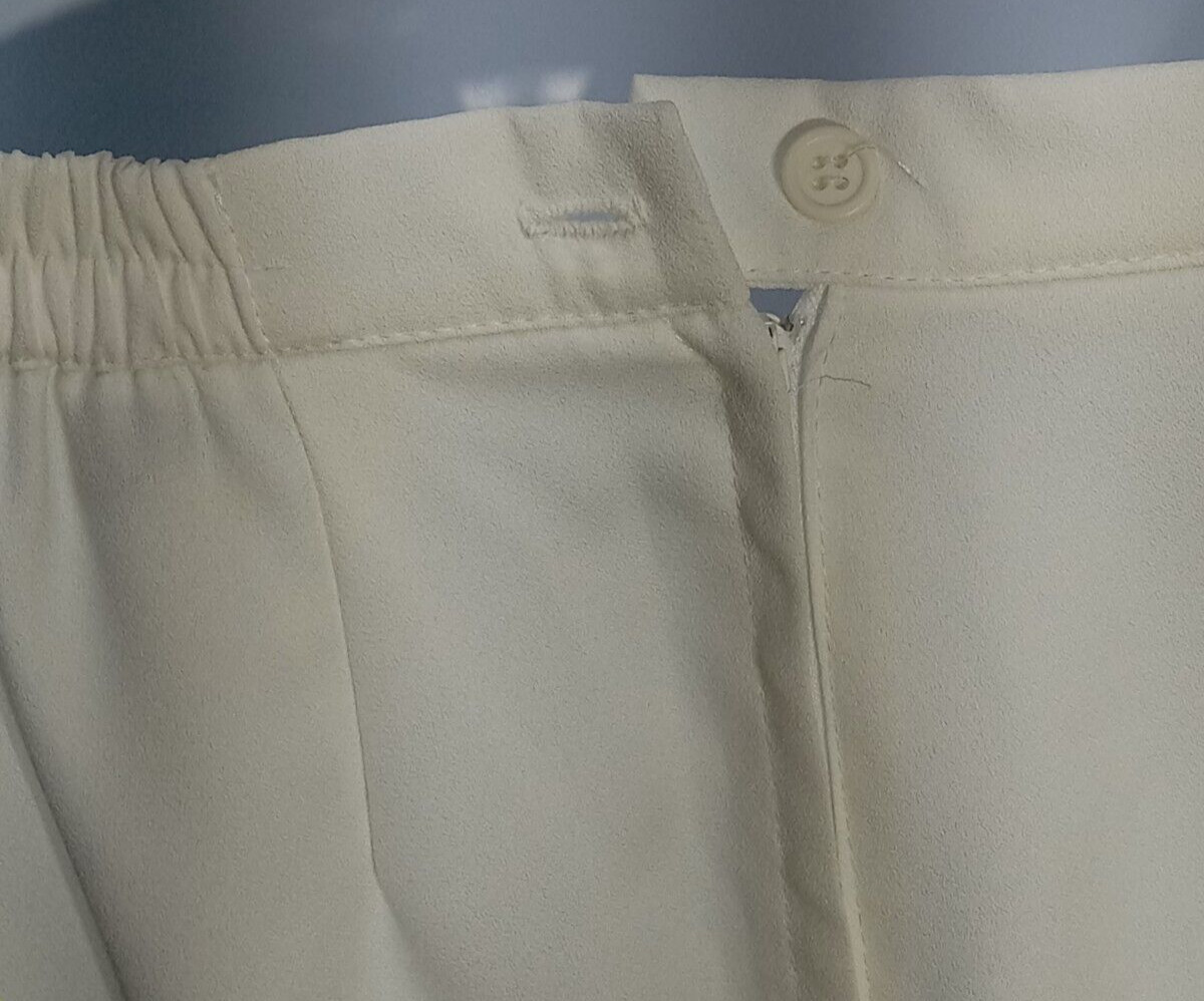 Lew Magram Collection Size 10 Cream Fully Lined Long Zip/Button back Poly Skirt