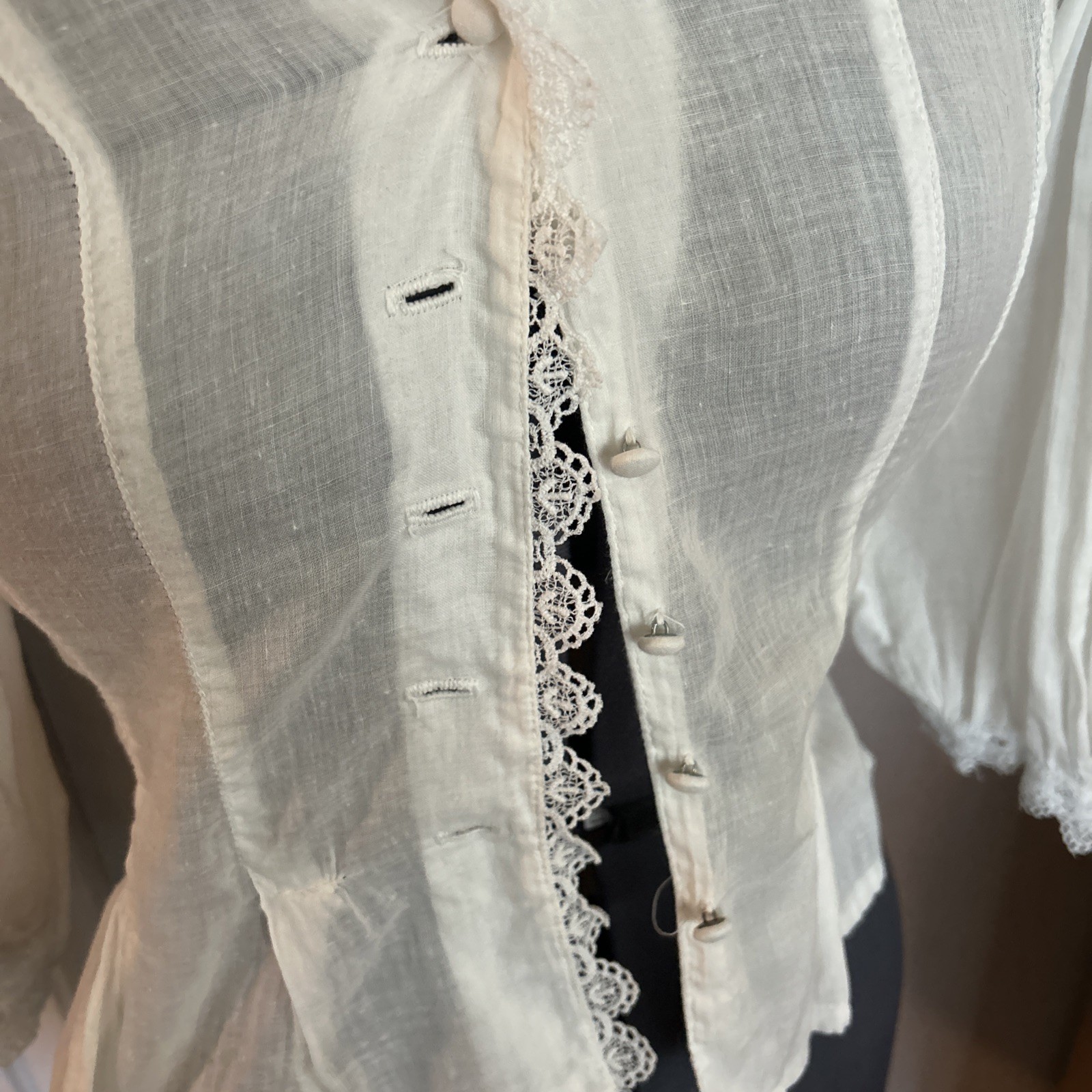 Antique/ Vintage Prairie Edwardian Victorian white blouse S 100% Cotton
