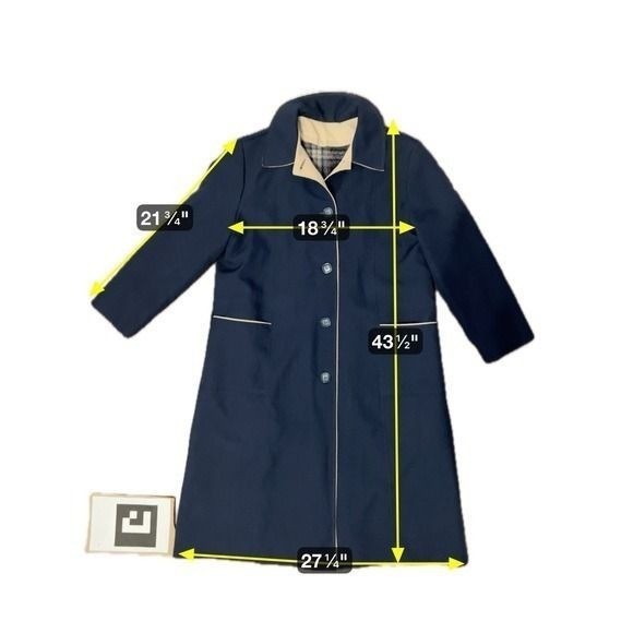 Vintage ILGWU Union Jacket Womens Blue Long Coat Removable Lining Size 12