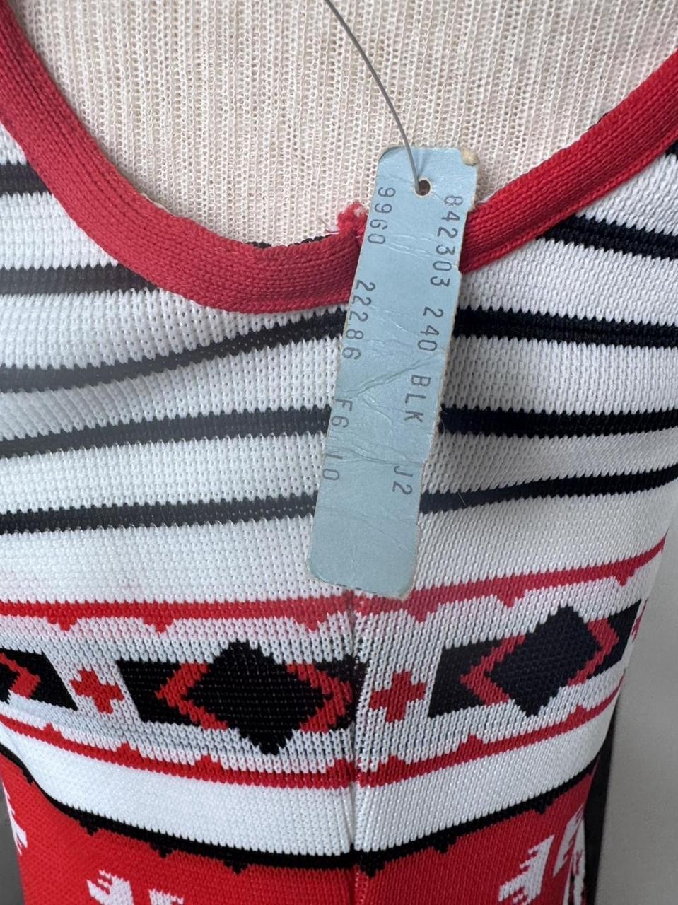 VTG 70s Mod Knit Shift Dress Flared A-Line Geometric Deadstock NWT