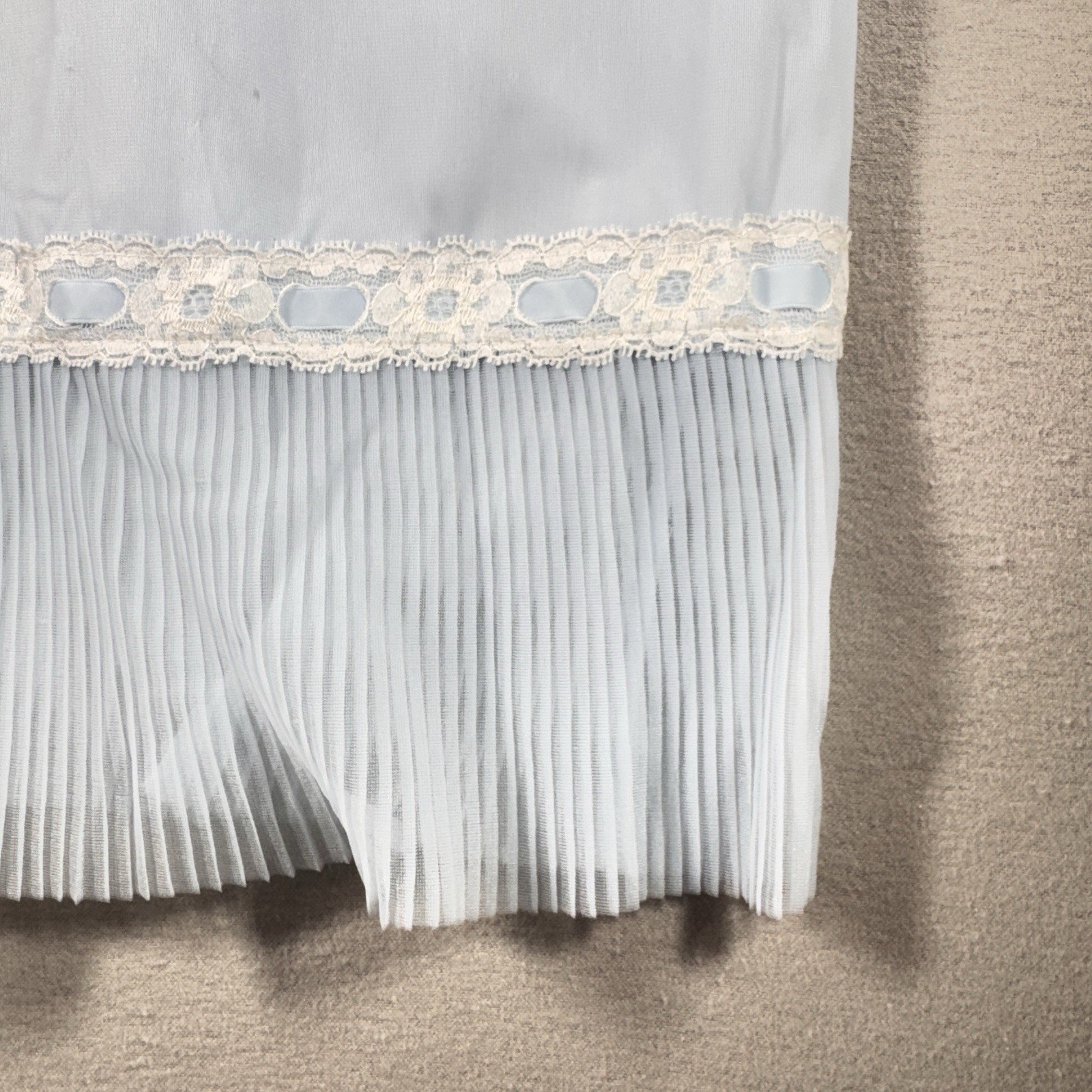 Vintage St Michael Sheer Blue White Nylon and Lace Midi Nightgown 36 Bust