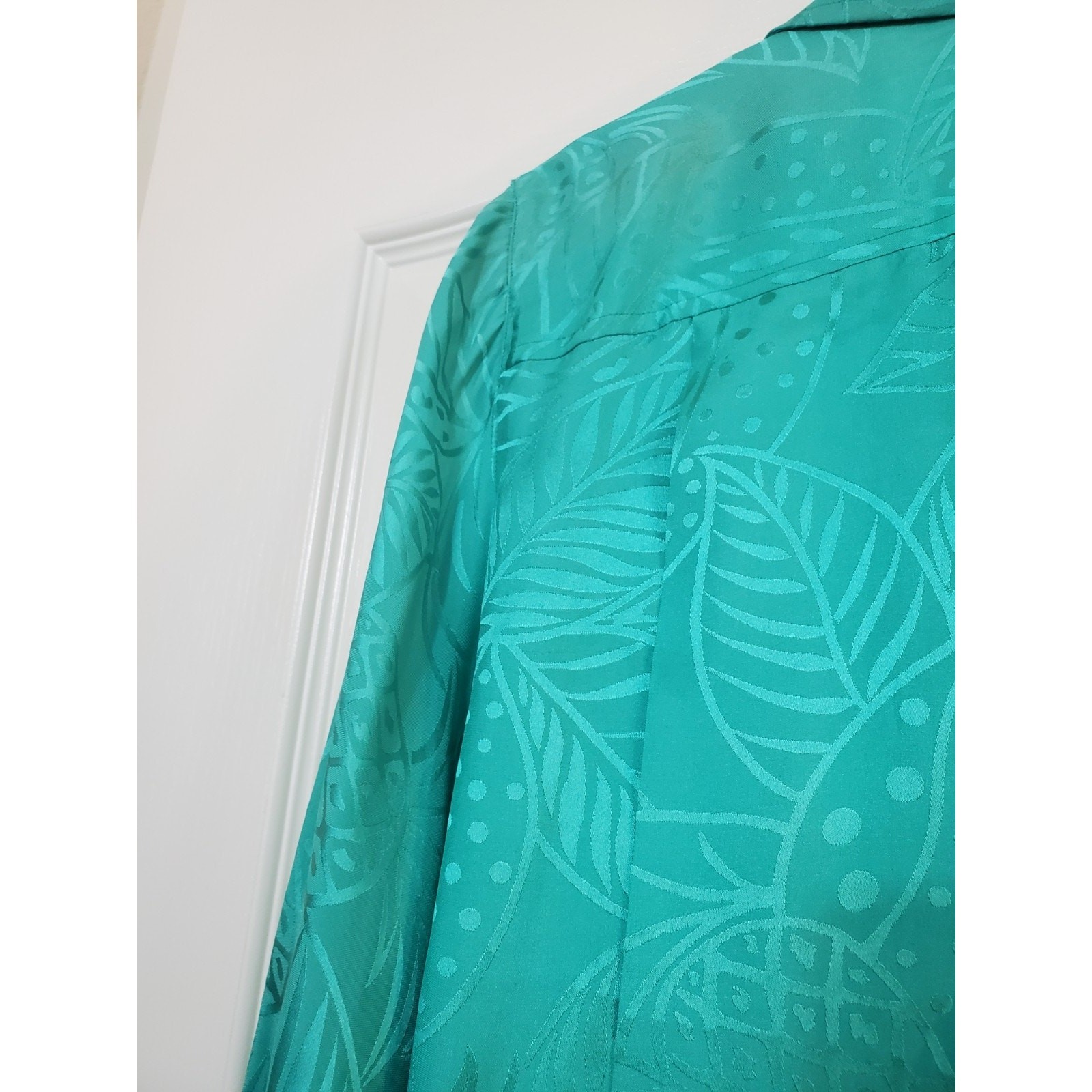 Vintage Dynasty Green 100% Silk Blouson Tie Waist Satin Retro Mini Dress, Size 8