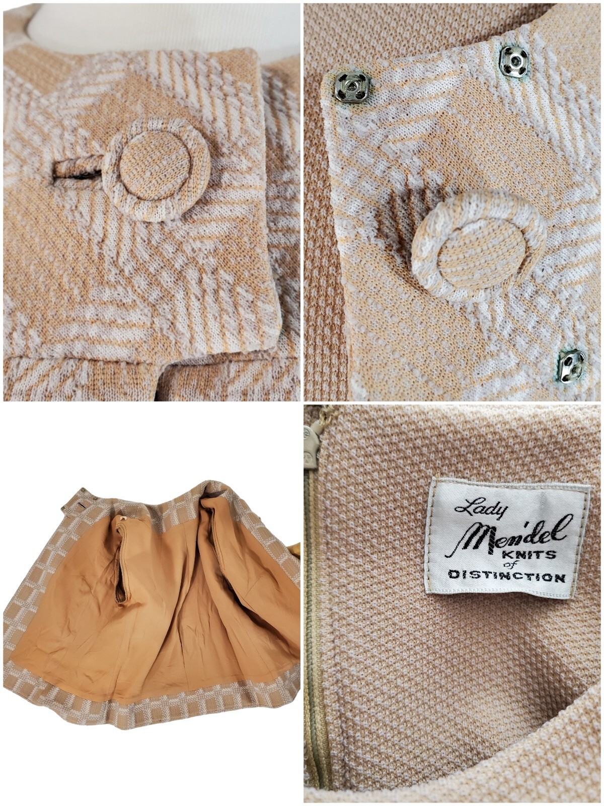 Vintage 70s Dress, Jacket and Belt Set – 1970s Double-knit Dress Suit – med, lg