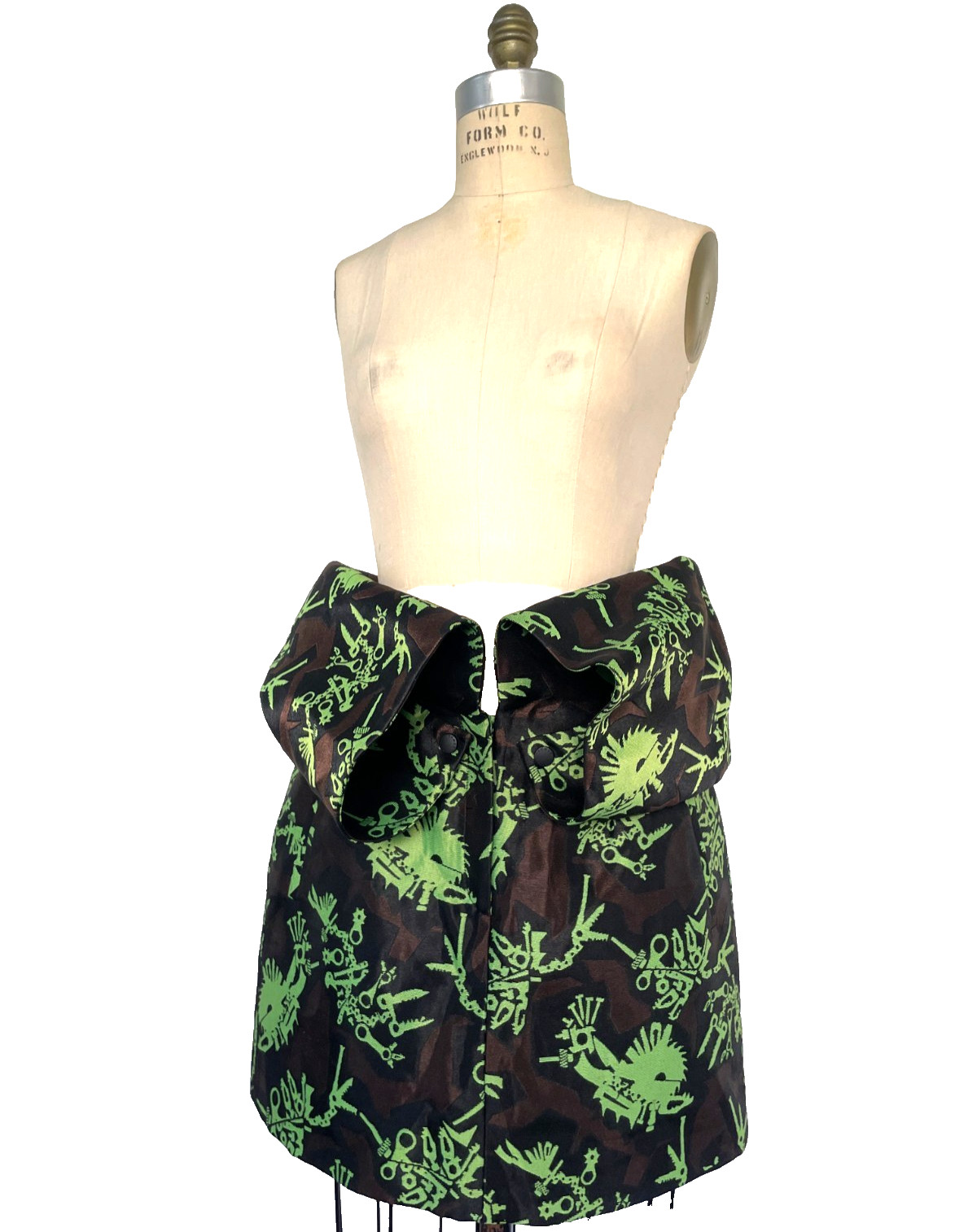 NWOT Kenzo Jacquard Structured Lime Camo Print Mini Skirt Size S | M Sportif Y2K