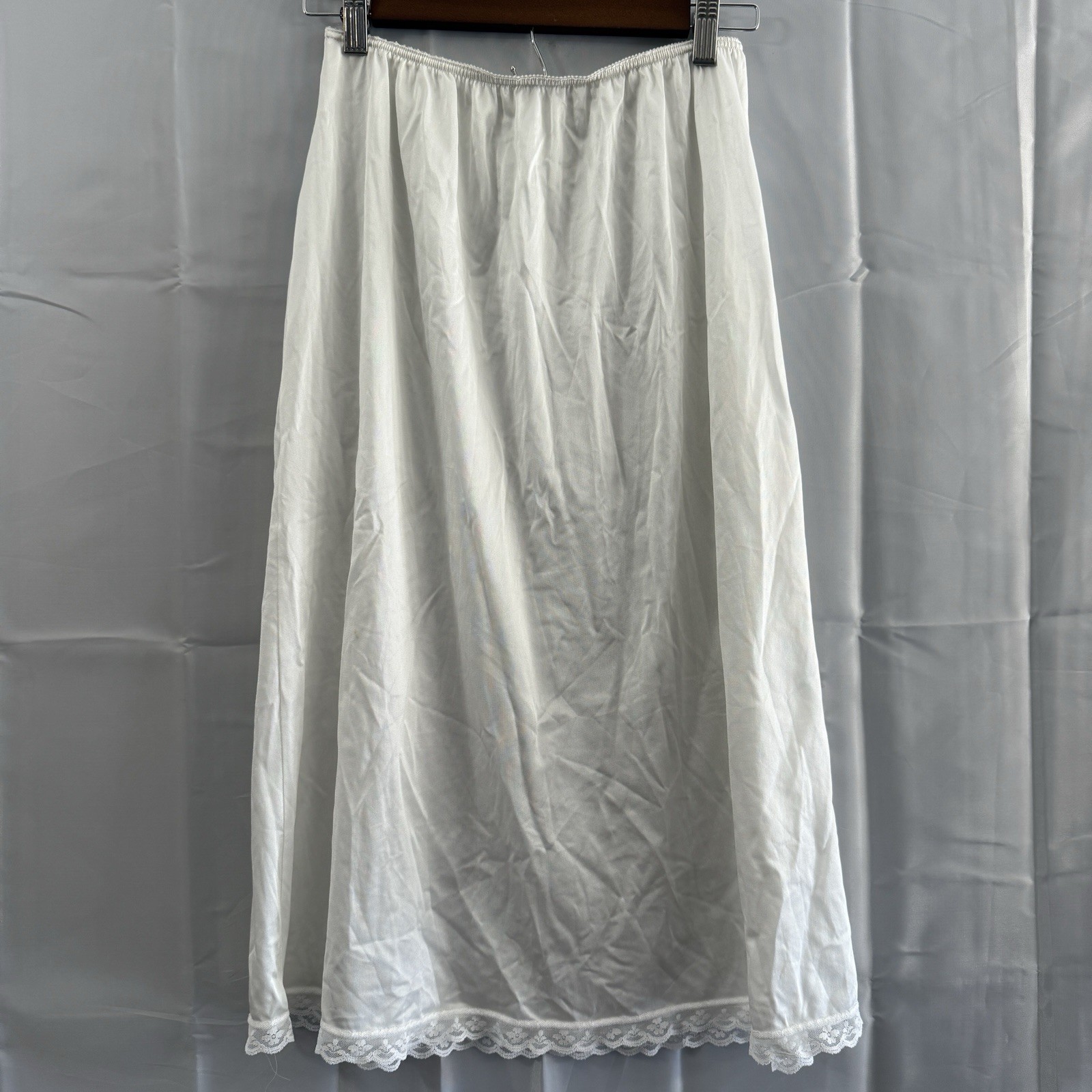 Vintage Fruit of Loom Womens XL White Half Slip Skirt Lace Trim Sexy Lingerie