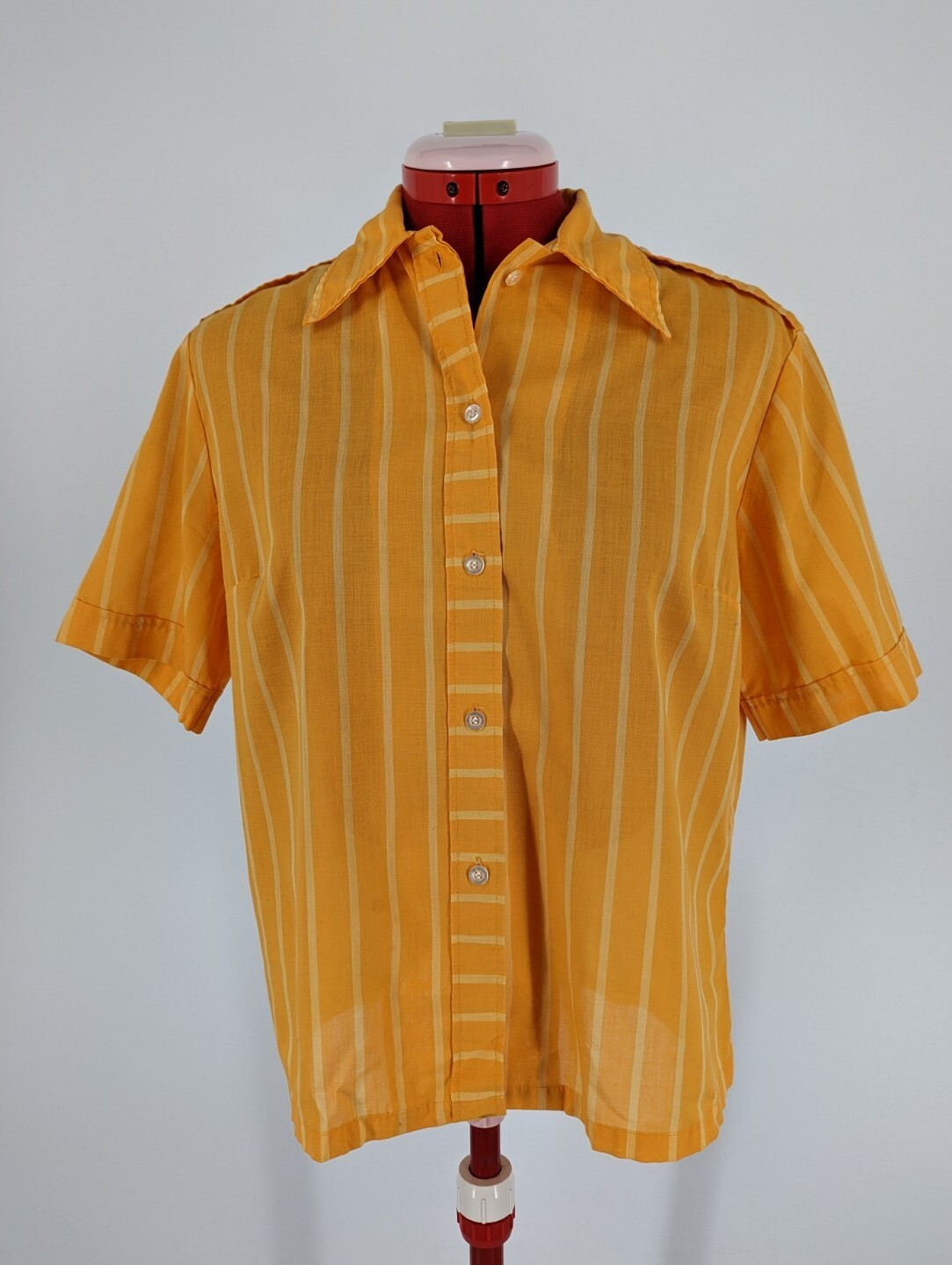Vintage 60s 70s Lee Bluebell Jeanie Tangerine Stripe SS Shirt Epaulets Western