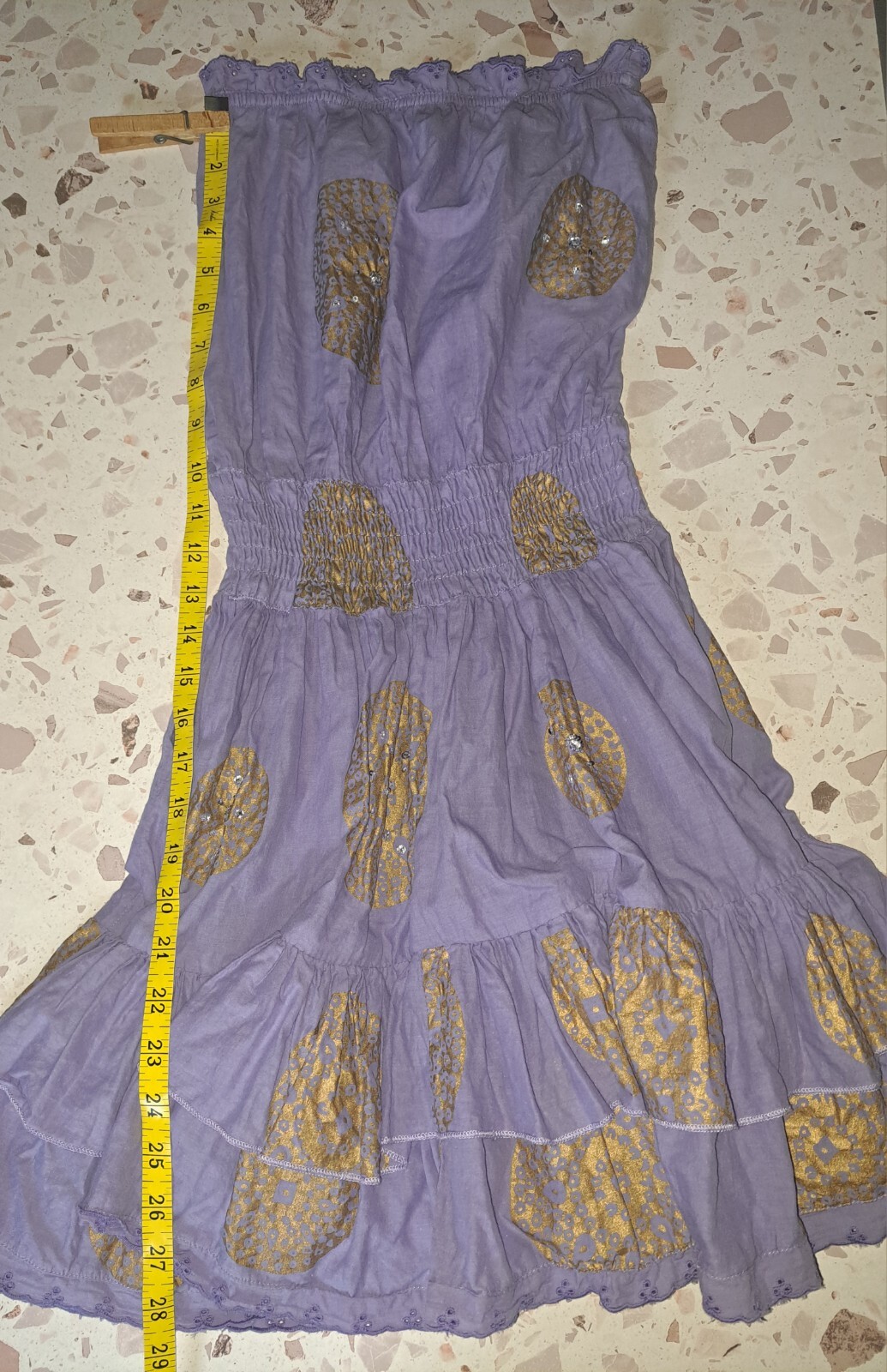 Vtg Moda International Short Summer Dress XS Purple Gold Sequins Ruffles India