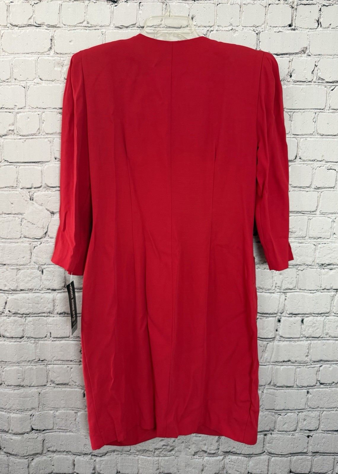 Vtg. 1980s John Roberts Red Wrap Dress with Gold Buttons Shoulder Pads Sz 12 New