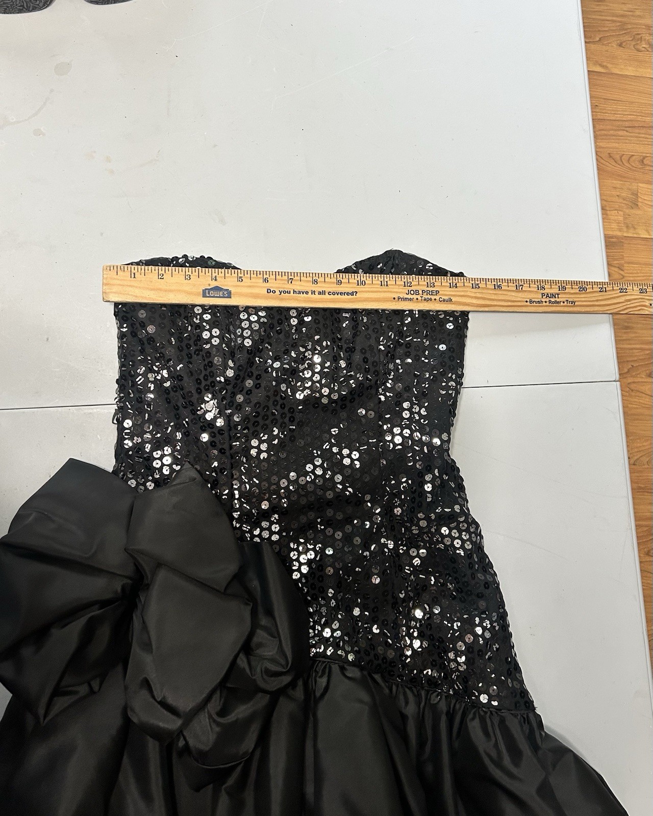 Vintage 80s Black Taffeta Sequins Cocktail Prom Dress ILGWU Made In USA Sz Small