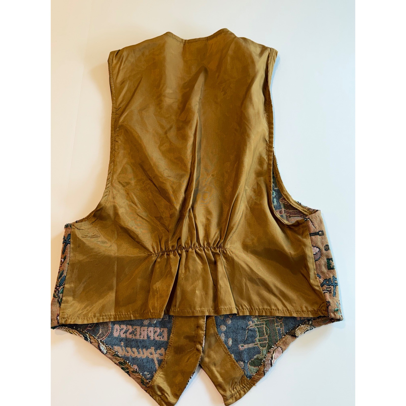 Vintage Backroad Blues Coffee Tapestry Vest Brown Espresso French Press 90s USA