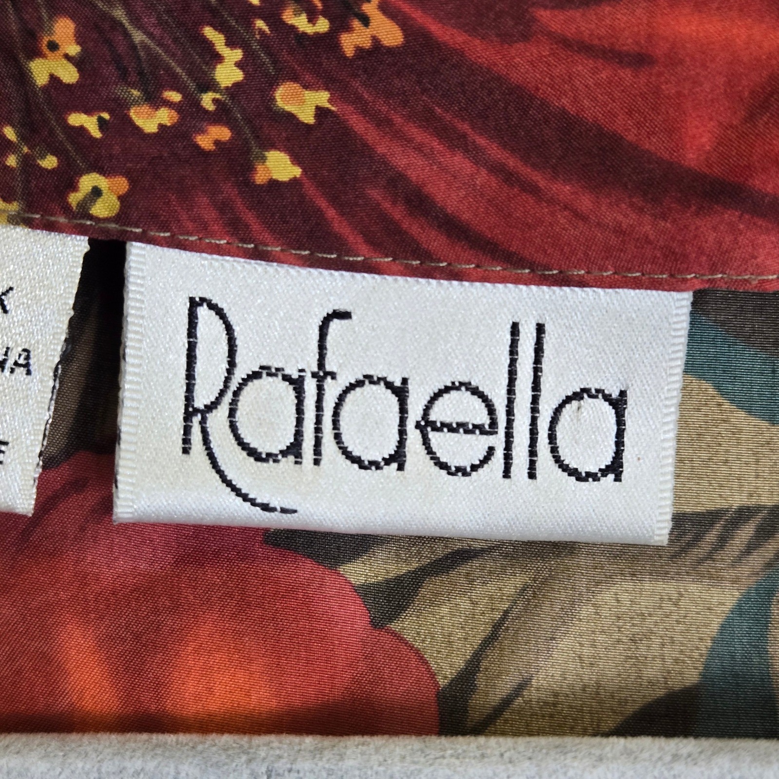 Rafaella Two Piece Set Top & Skirt 100% Silk Tropical Floral Vintage Large READ