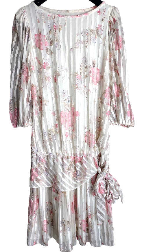 Vintage 1985 Drop Waist Party Formal Flapper 1920&rsquo;s Style Tea Dress Size 9/10
