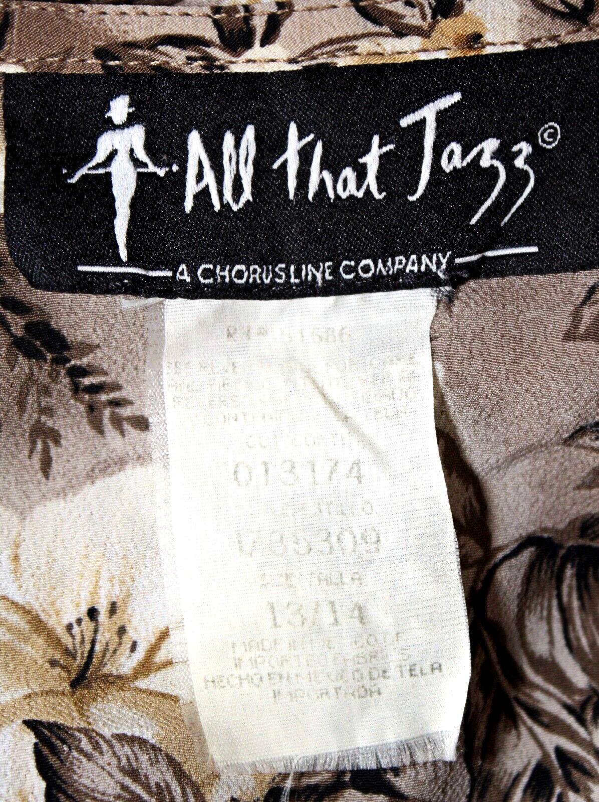 VTG ALL THAT JASS Maxi Dress Sz 13 / 14 Brown Cream Roses Short Sl. Babydoll #03