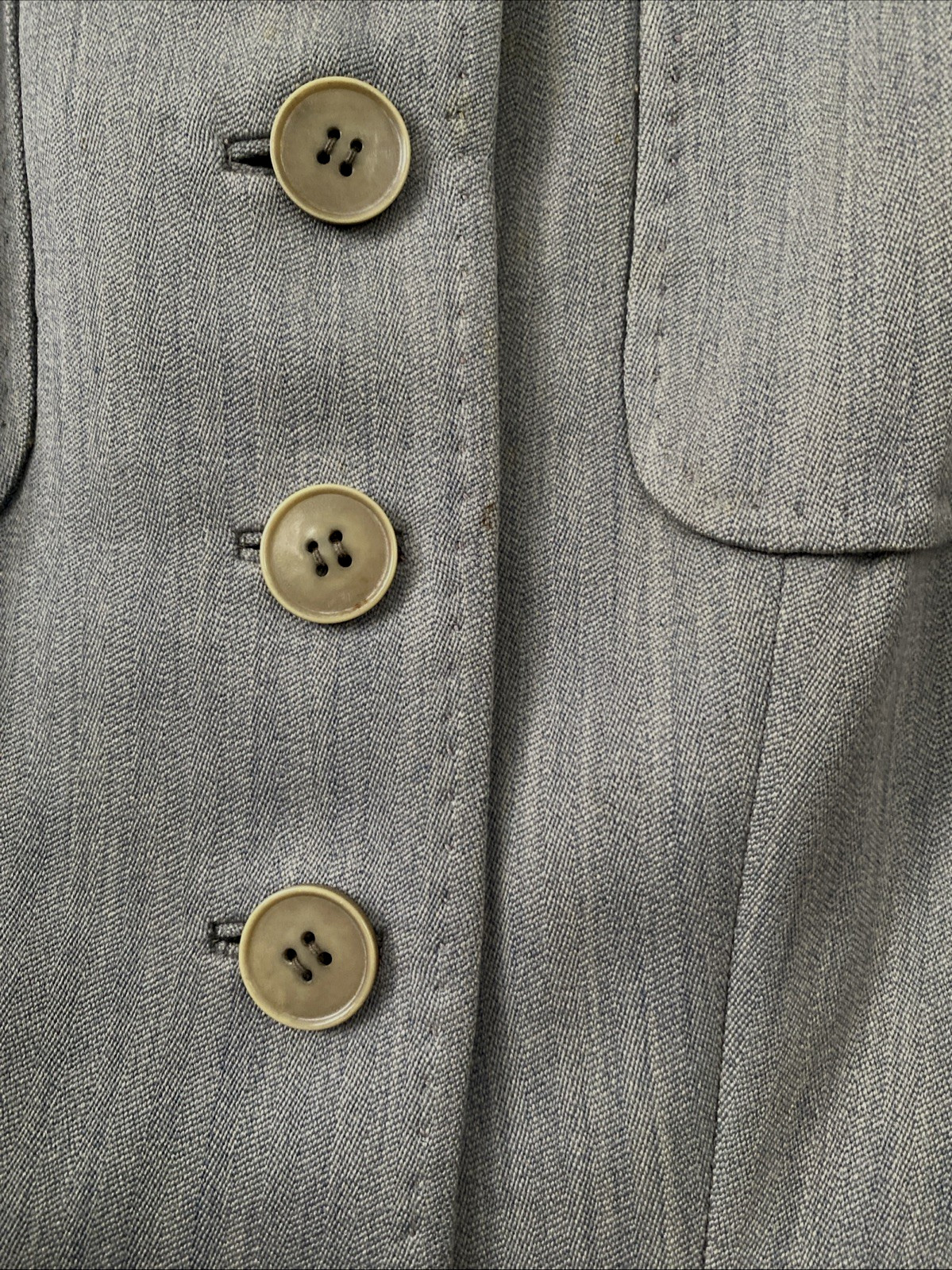 1940s Vtg Swansdown Gray Wool 2 Pc Suit Button Jacket & Skirt Nipped Waist OOAK