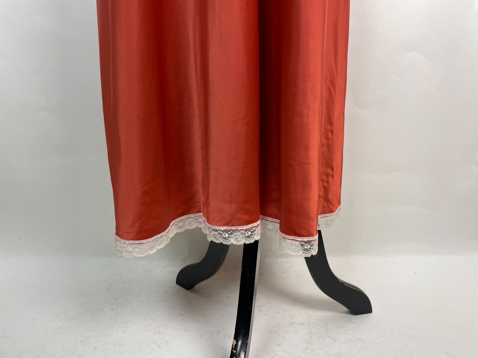 DEADSTOCK GILDA Vintage Bias Cut 1960 70s Satin Copper Rust Bias Cut SlipDress S