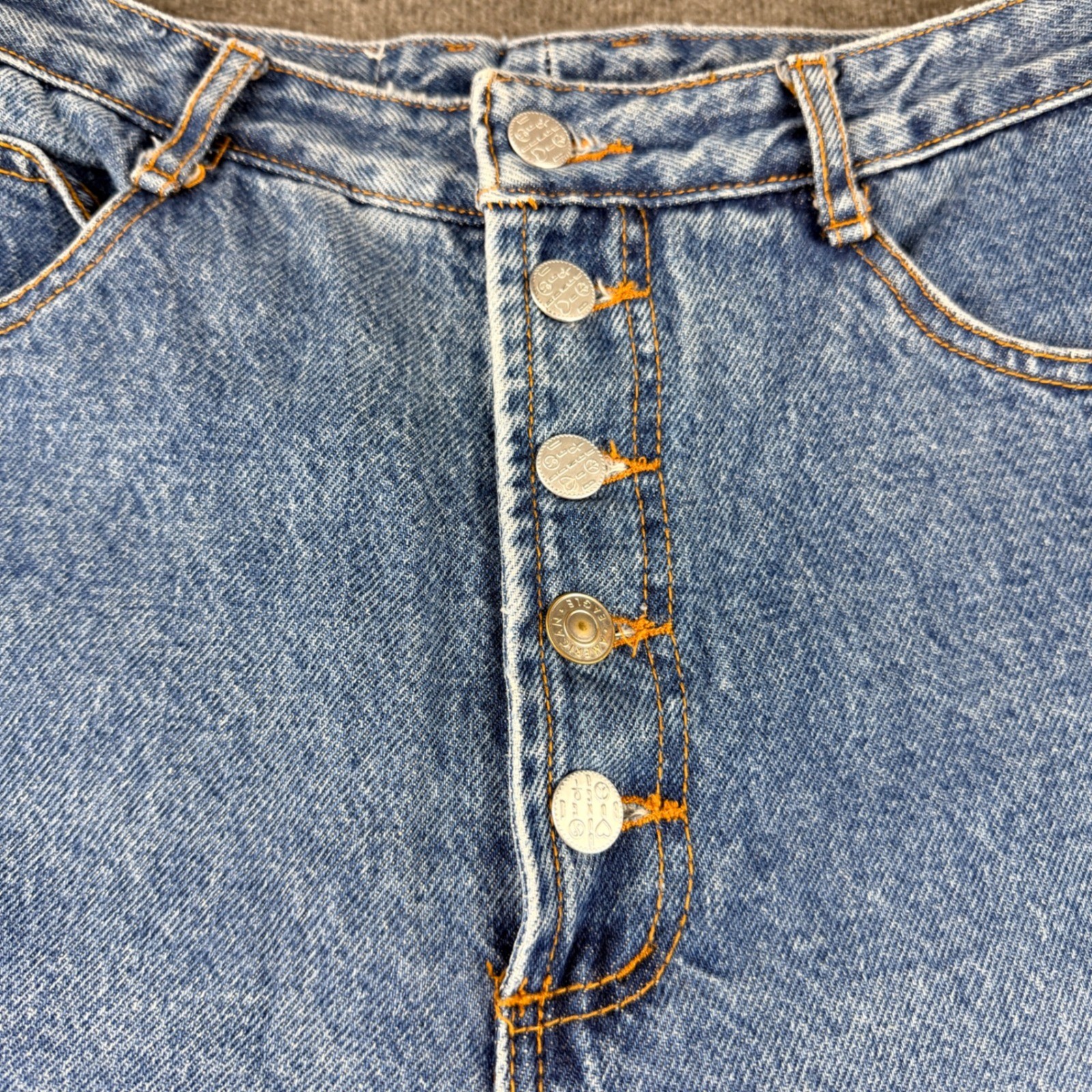 VINTAGE Bongo High Waisted Mom Jeans Blue Button Fly Tapered USA Women&rsquo;s Size 7