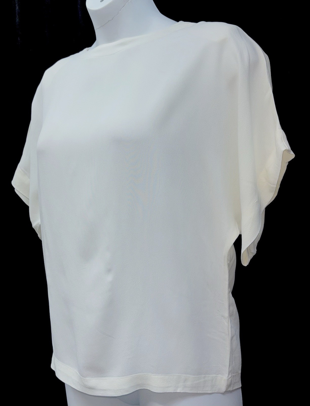 Vintage Karen Kane Women Size 12 Keyhole Button Short Dolman Sleeve Top Ivory