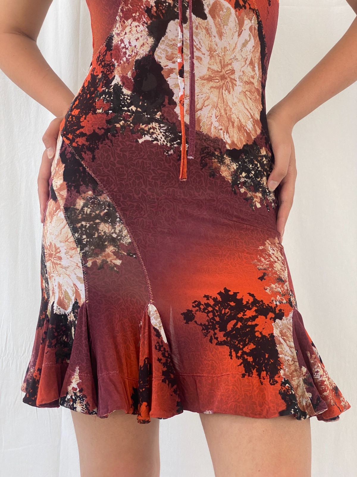 Vintage 2000s Just Cavalli by Roberto Cavalli Floral Ruffle Mini Dress – S