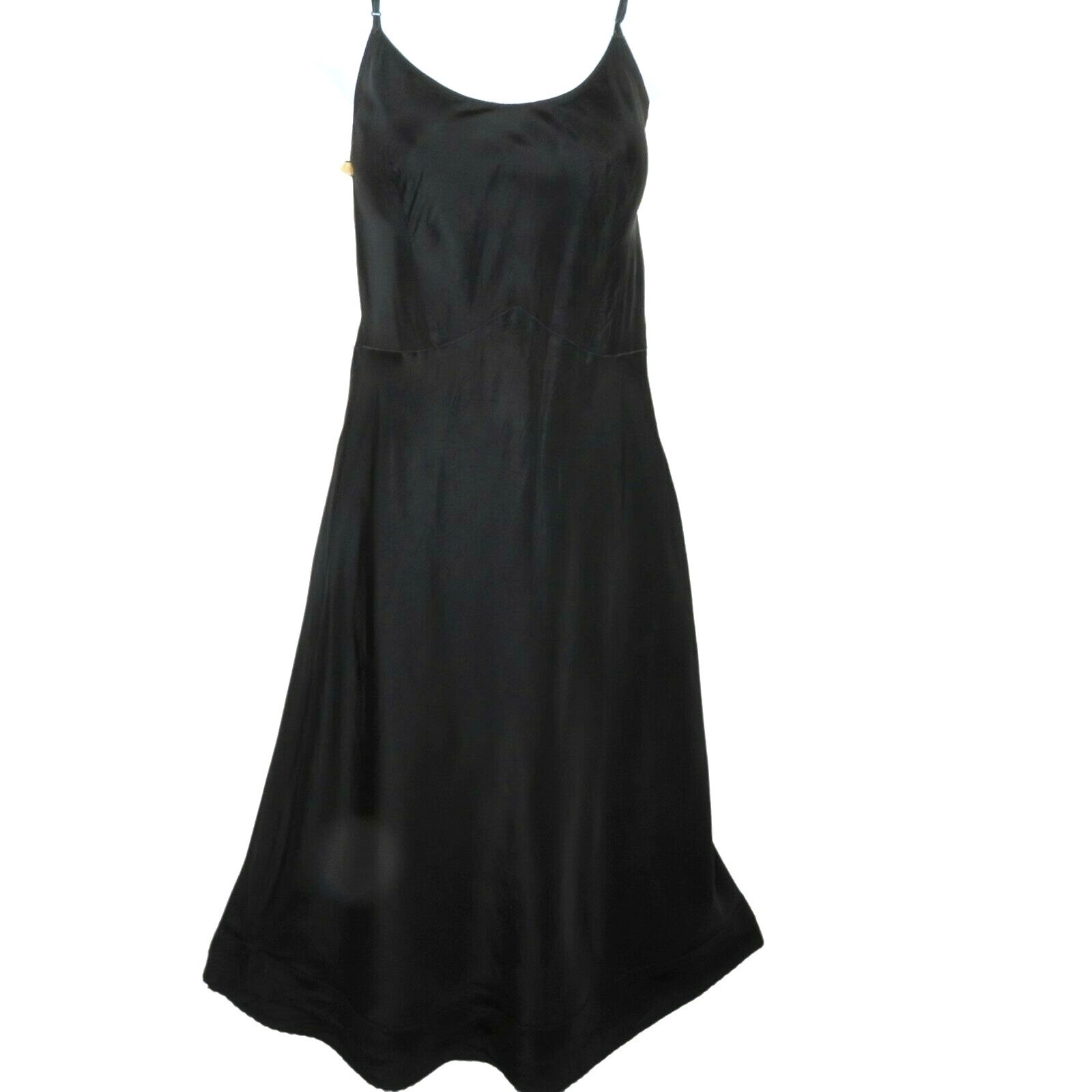 Vintage 40s Suzette Slip Black Acetate Rayon Dress Slip Size 36 Adjustable Strap