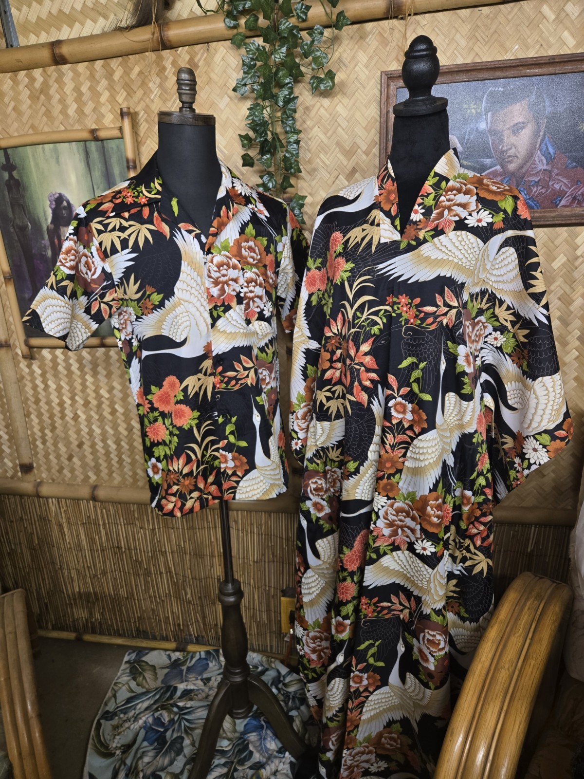 Vintage Hawaiian Palm Brand Aloha Honeymoon Shirt & Kaftan Set m1243