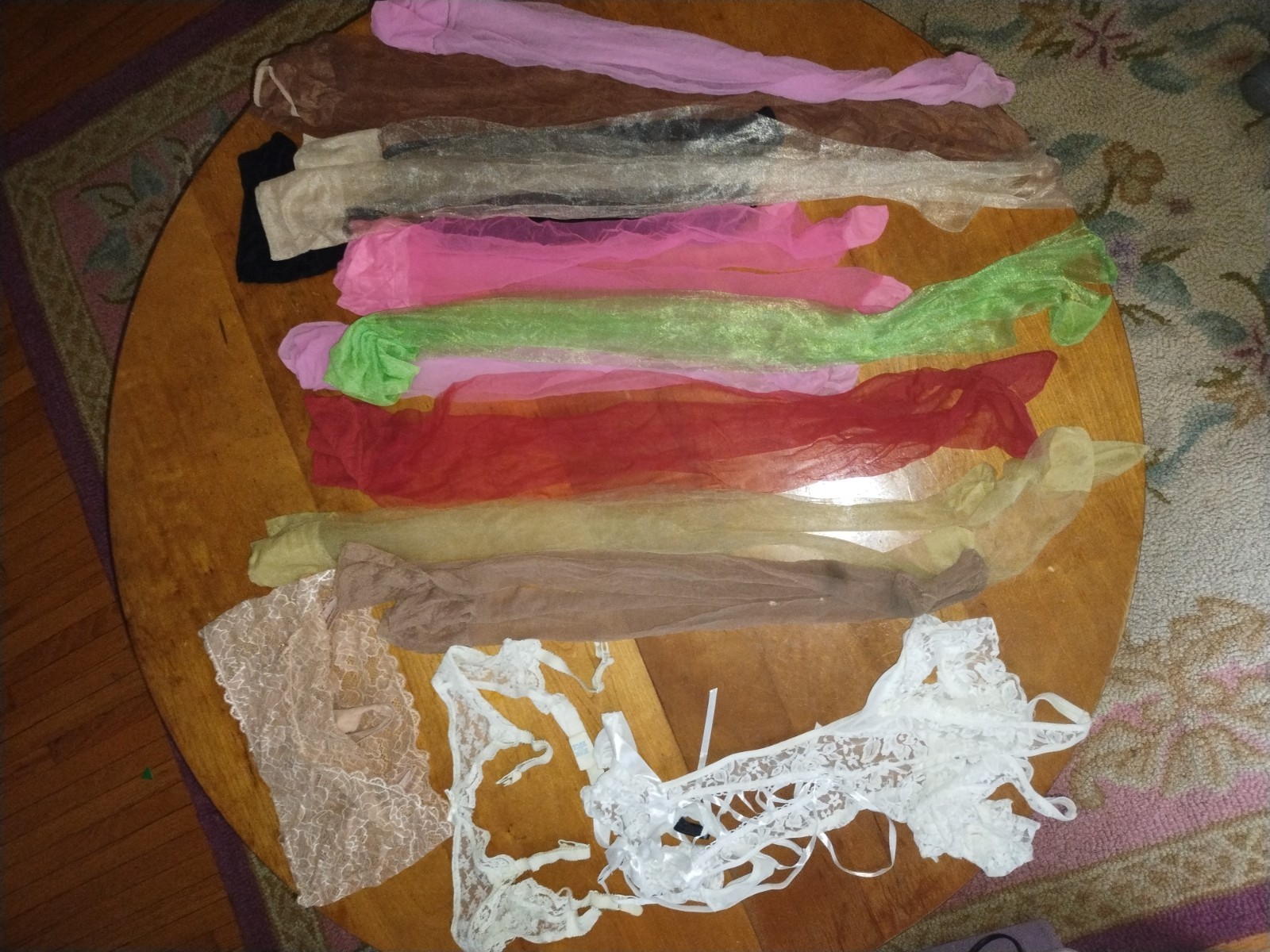 Vintage Silk Stockings 11 Pairs, thigh high, vintage large, variety of colors