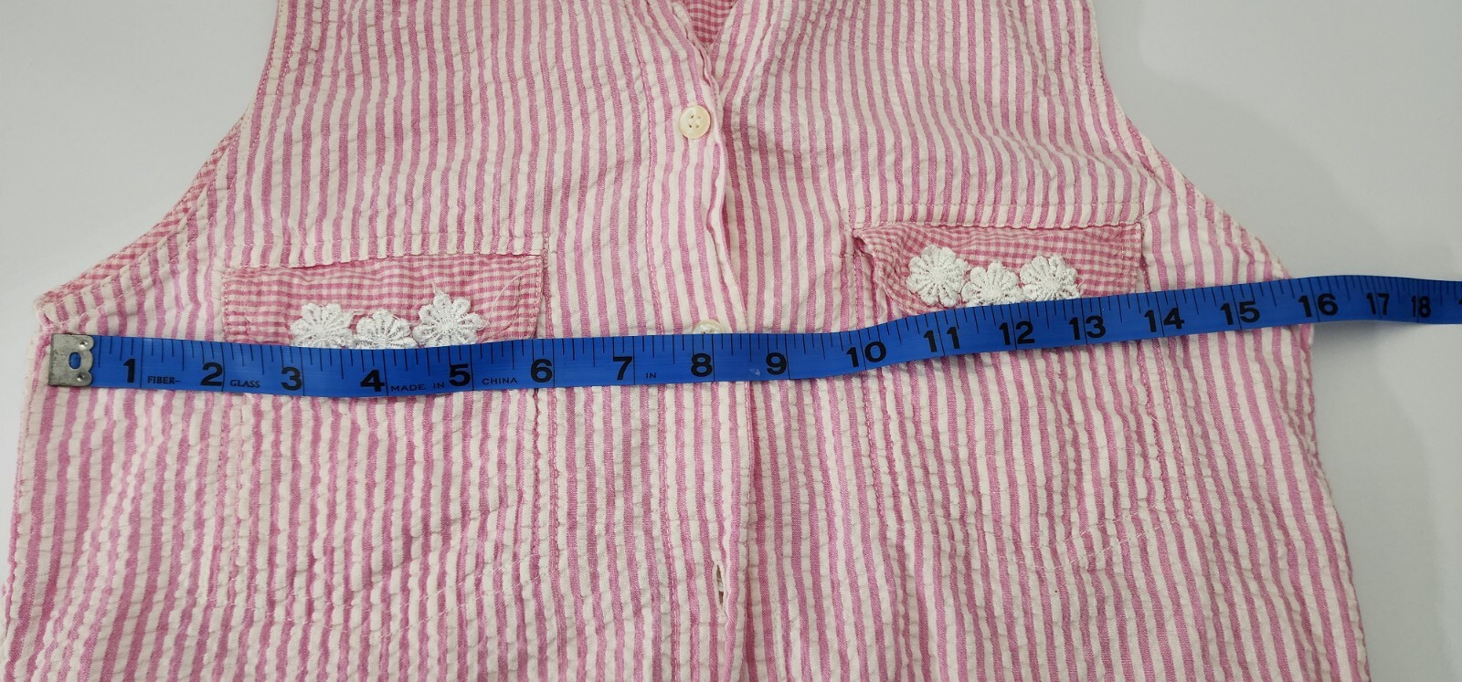 Vintage Pink And White Gingham.sleevless Button Up