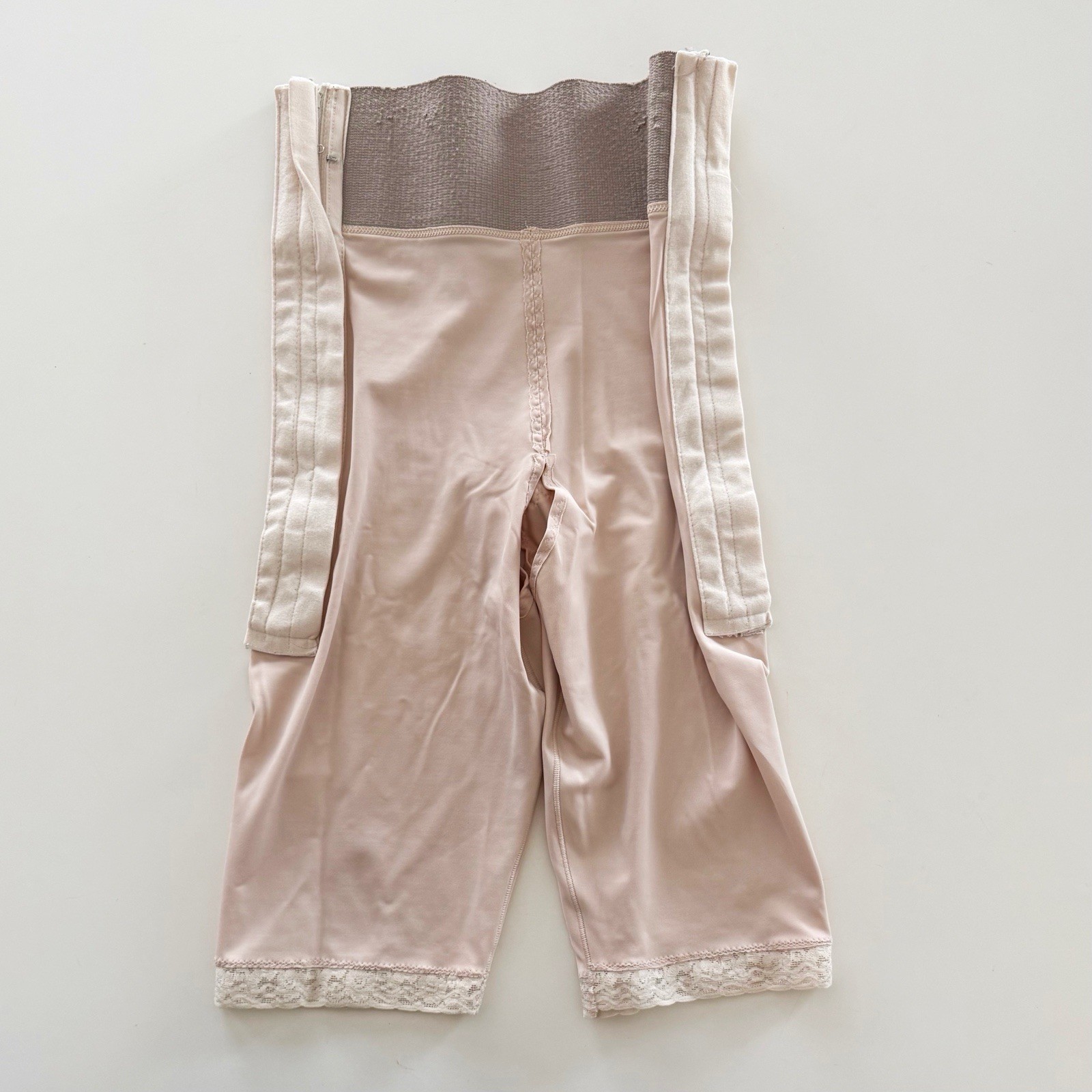 Vintage Nylon-Spandex Crotchless Girdle Lace Trim Long Leg : Beige – M or L ?