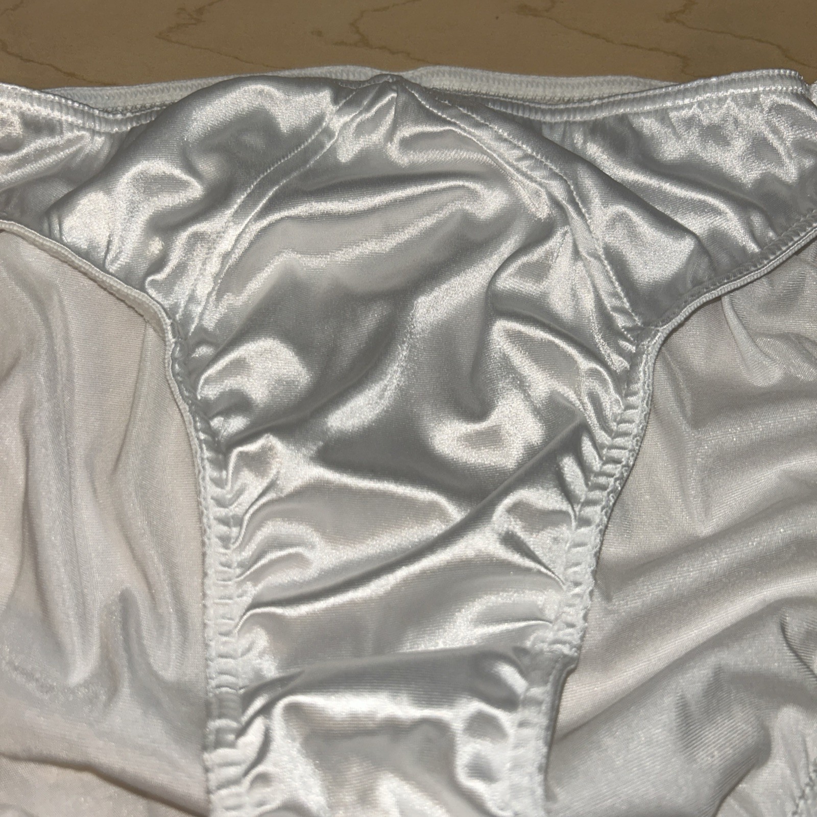 Vtg 90s Victorias Secret Hi Cut Hipster Panties M Second Skin Satin White 7424