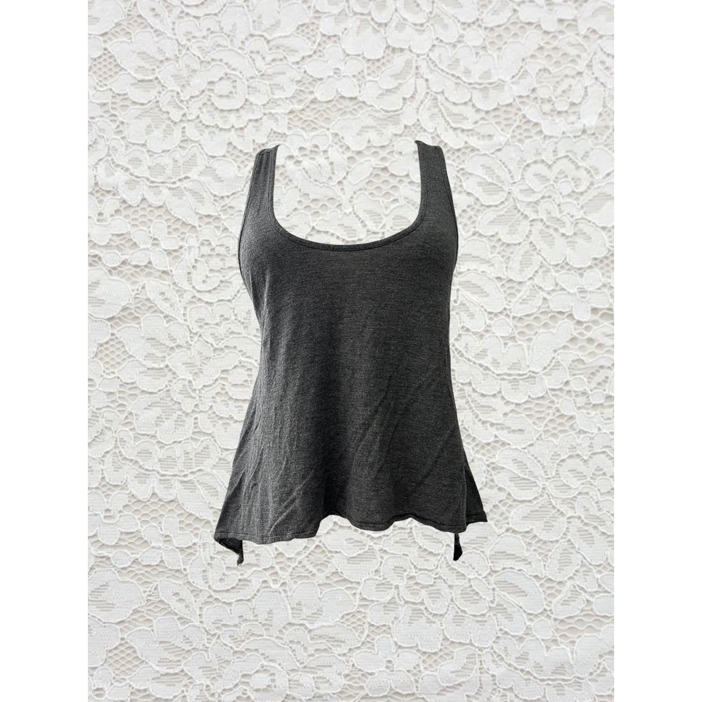vintage high low cut out back tank top