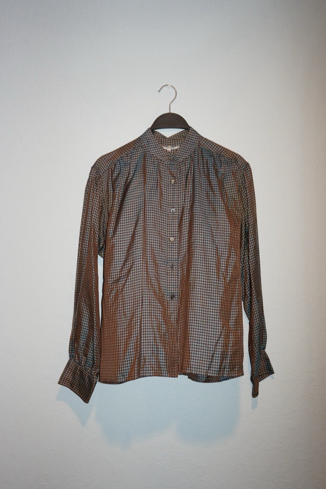 Vintage Saint Laurent Rive Gauche 80&rsquo;s-90&rsquo;s Silk Plaid Blouse – Size 40