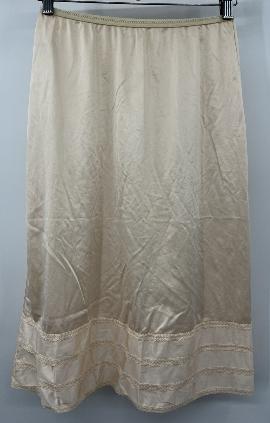 Vintage Lorraine Size Medium Tall Beige Half Slip Silky Nylon