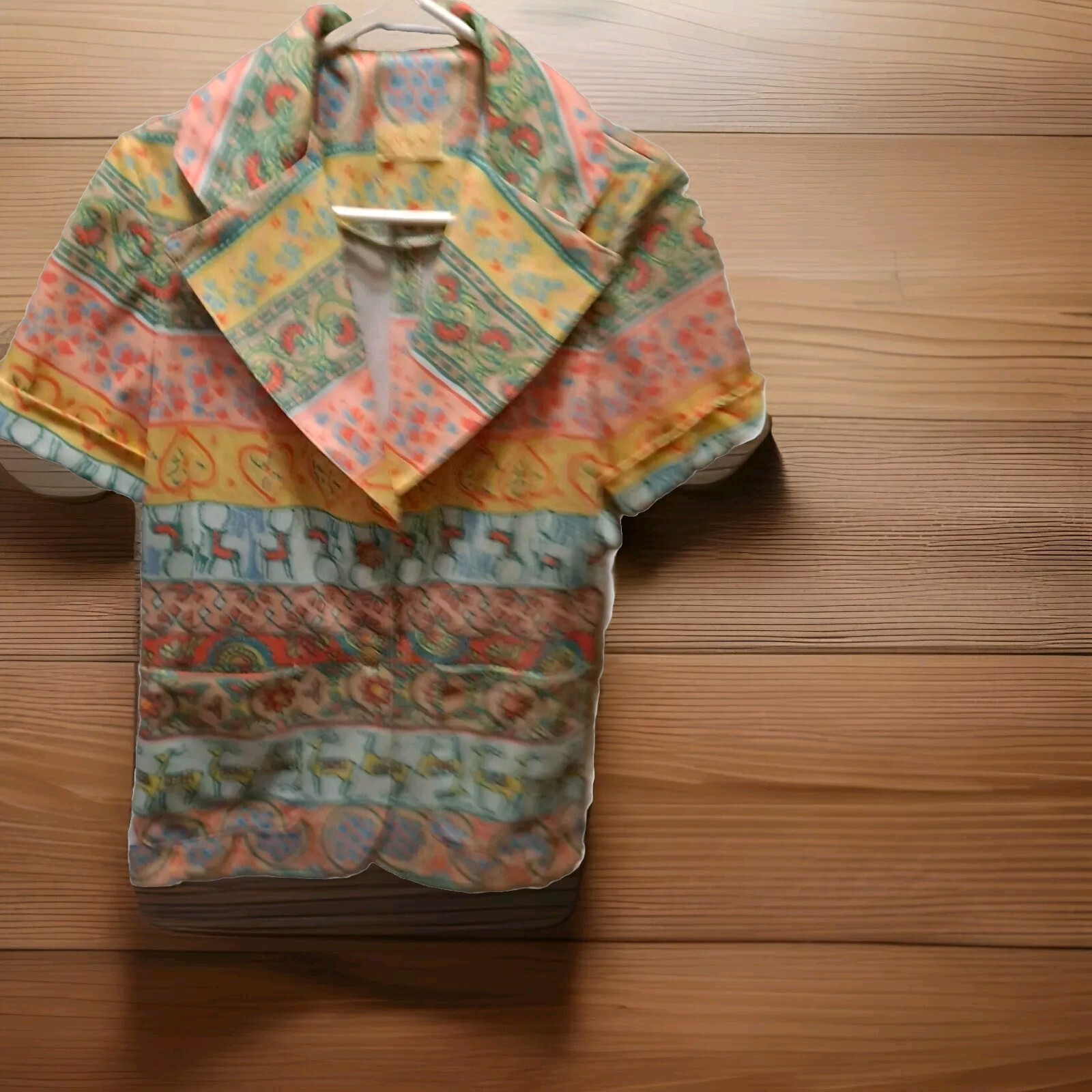 Vtg Catalina California USA Top Short Sleeve Blazer Women’s Sz 10 Tribal Print
