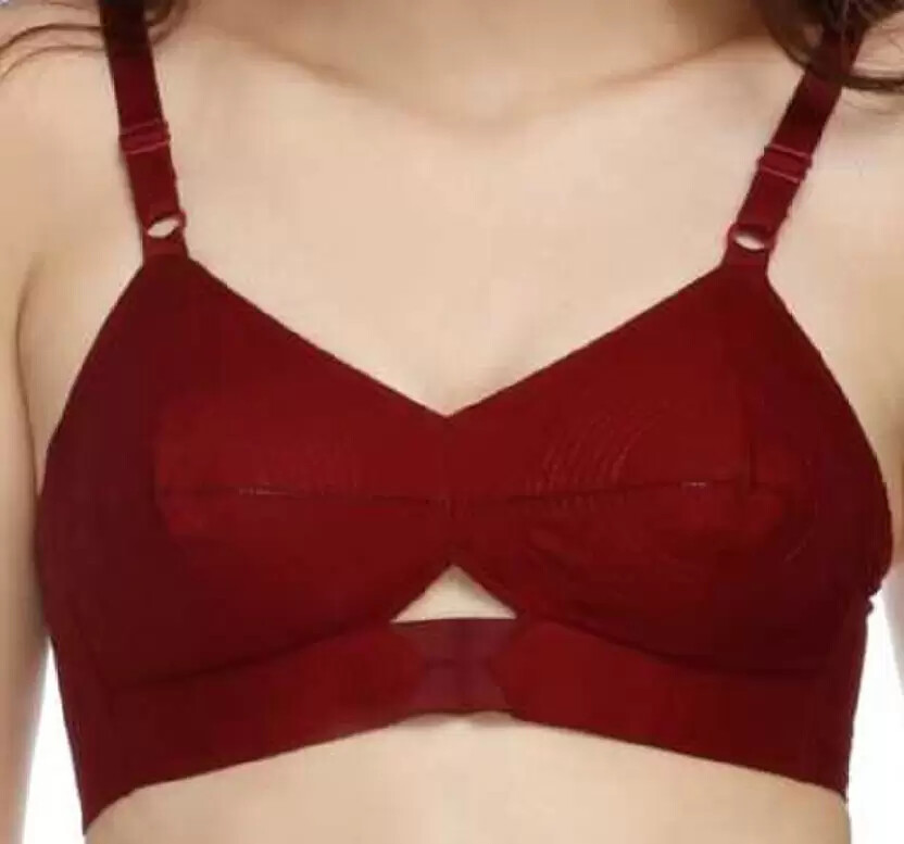 Vintage Maroon Cotton Bullet Bra – Round Stitch Comfort & Style for Every Body