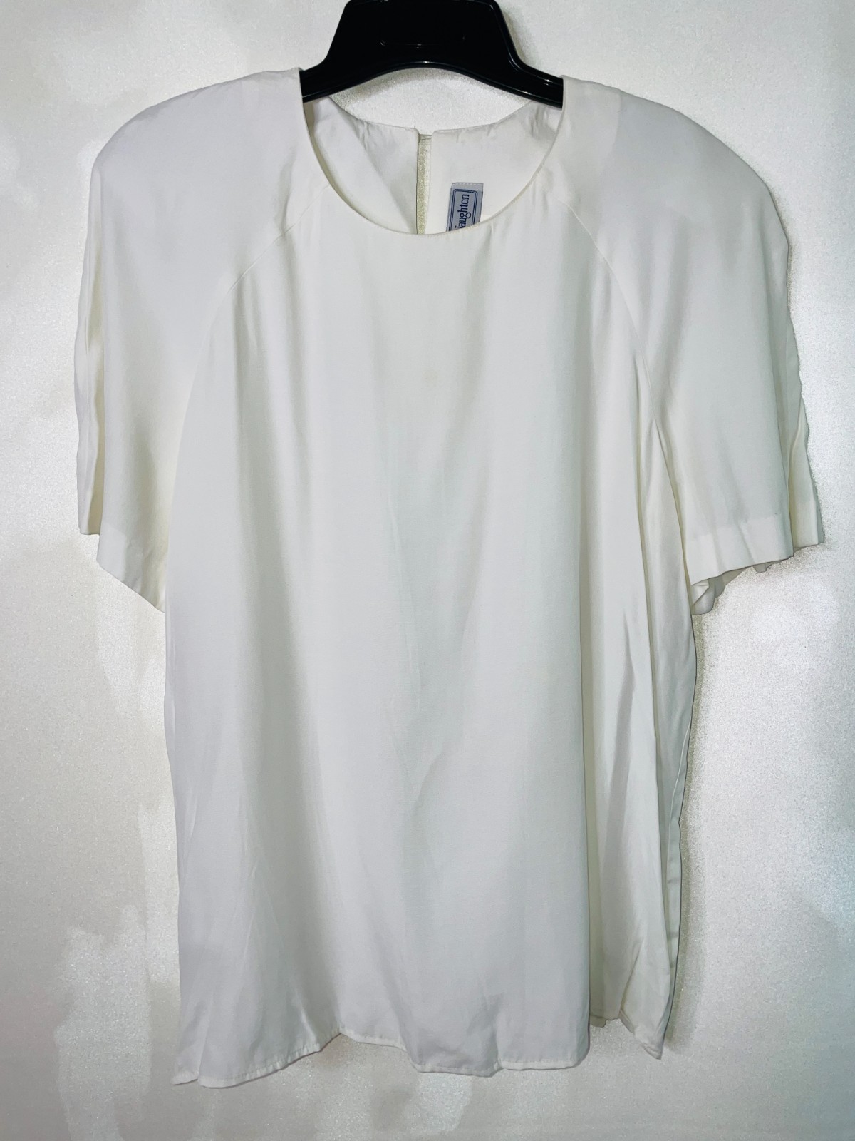 Vintage Norton McNaughton Women&rsquo;s Solid White Rayon Short Sleeve Top Size 14