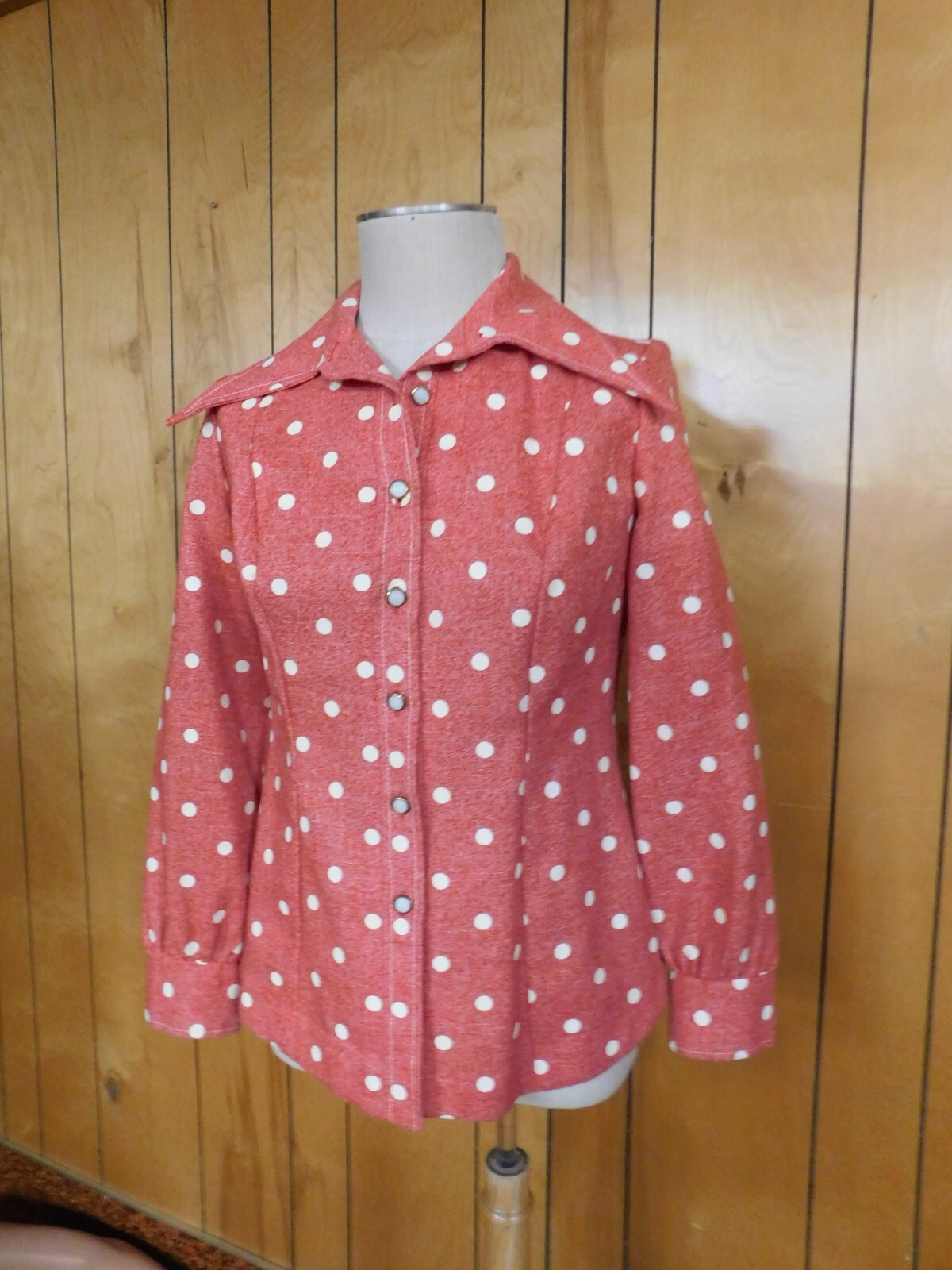 Vintage Jacket JERRELL OF TEXAS Size 11 Red Polka Dot Poly Blend Waist 33&Prime;