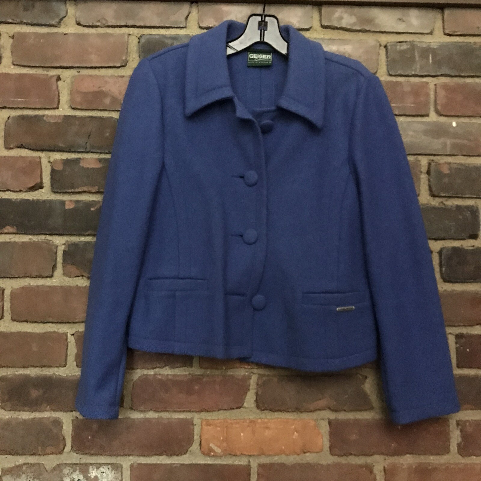 GEIGER Austria Wool Blue Jacket Size 38 -40 Chest -20.5” Long -Cheapchicplus