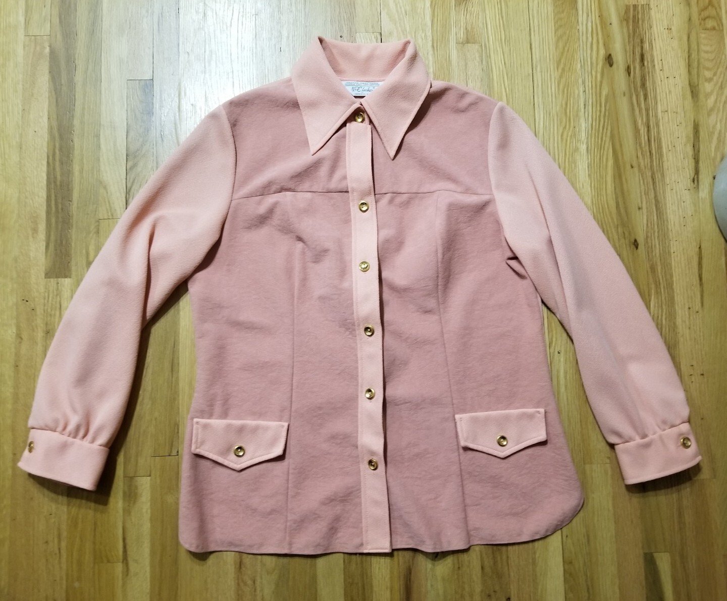 Vintage 1970s NPC FASHIONS Pant Suit Size 17/18 Womens Peach Double Knit Set