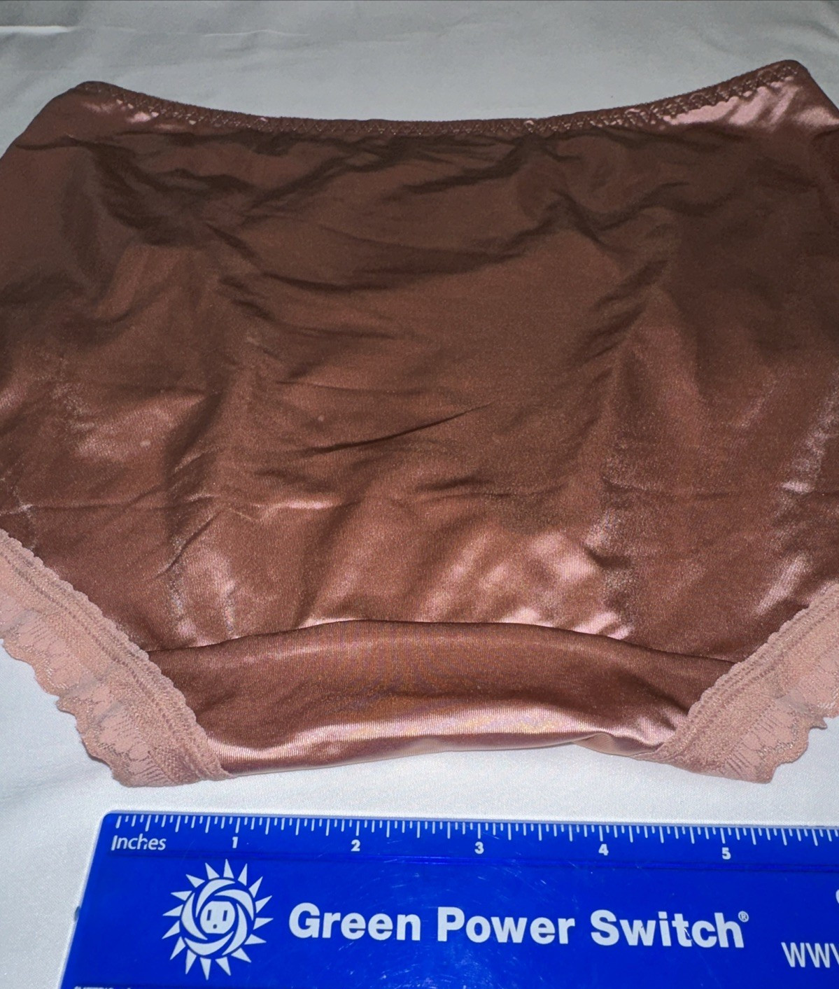 ~Shiny Large Rose Champaign Nylon Lace Blended Panties W/Bows Cotton Gusset New