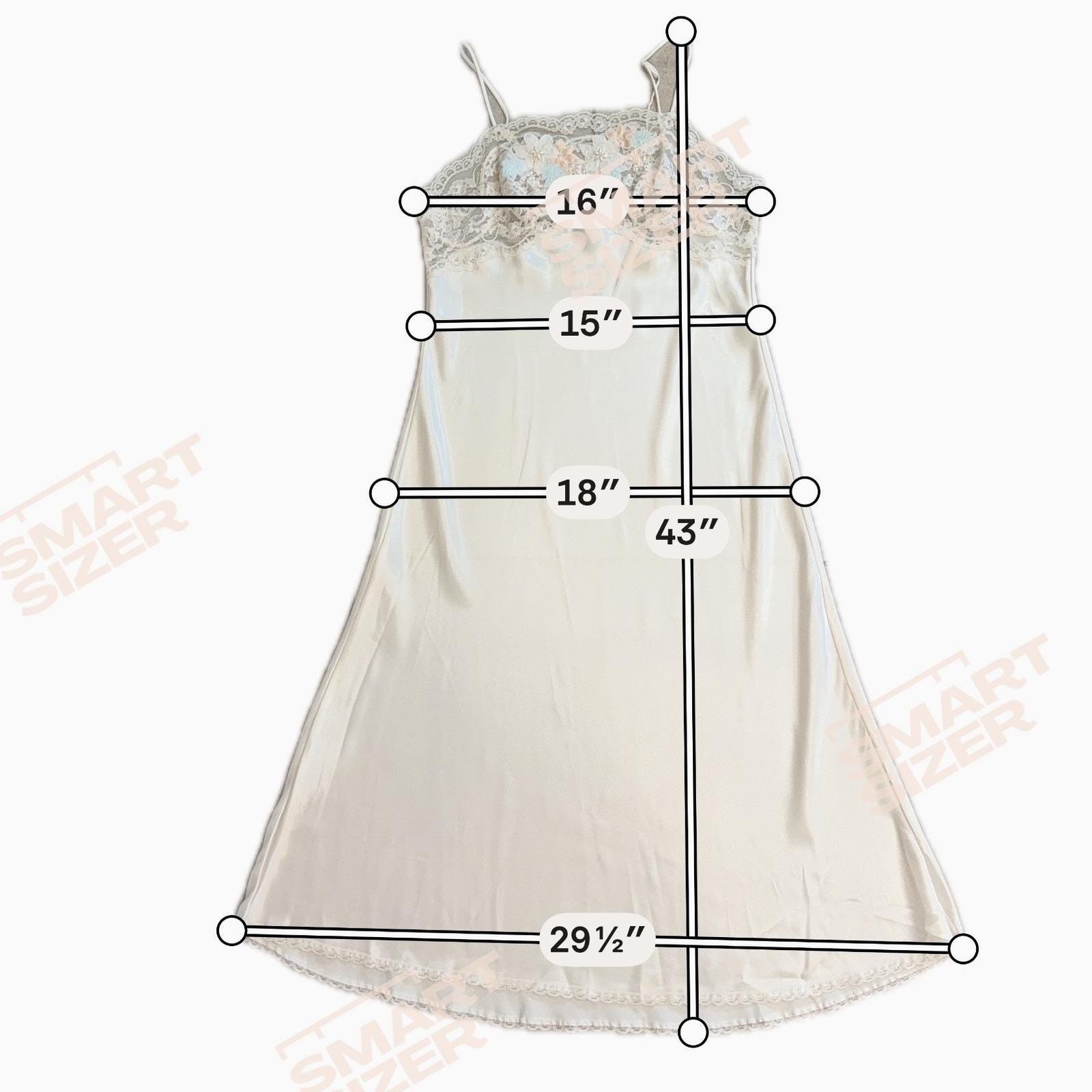 Sara Beth Vintage Cream Satin Nightgown Lace Floral Embroidery Pearl Accent 36