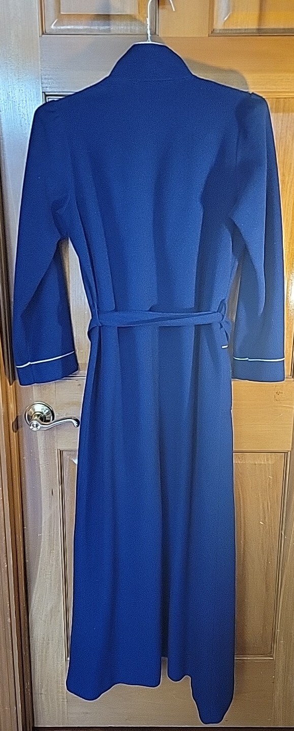 Lounge Bath Robe Navy Blue Medium Famous Bodies 12-14 ILGWU Union Vtg USA READ