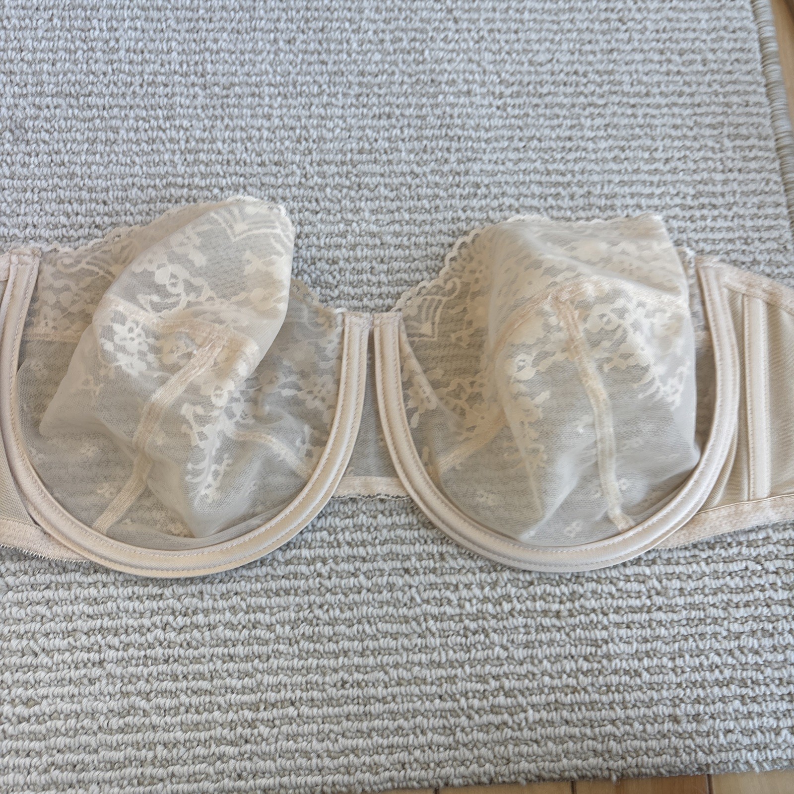 Vintage Vanity Fair Lace Underwire Bra 38D USA Made Style 74-100 Strapless