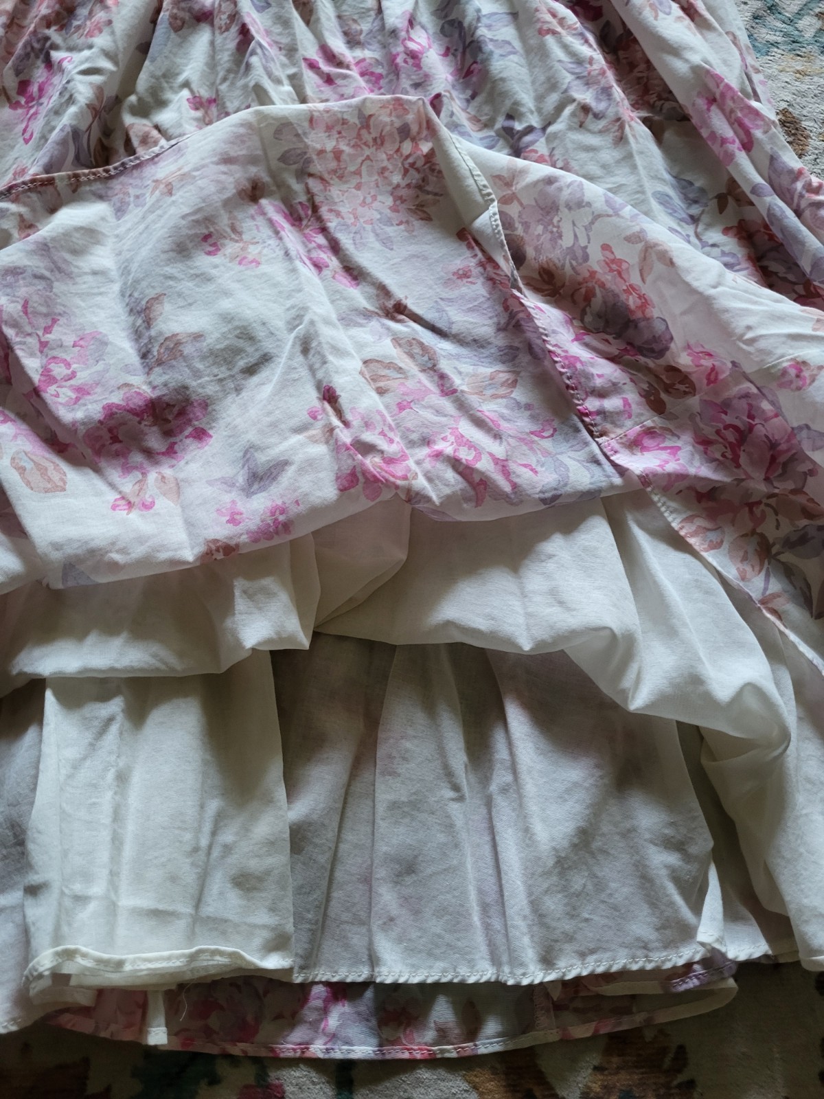 VTG Laura Ashley Pink & White Floral Sundress with Boning & Full Skirt Size 6