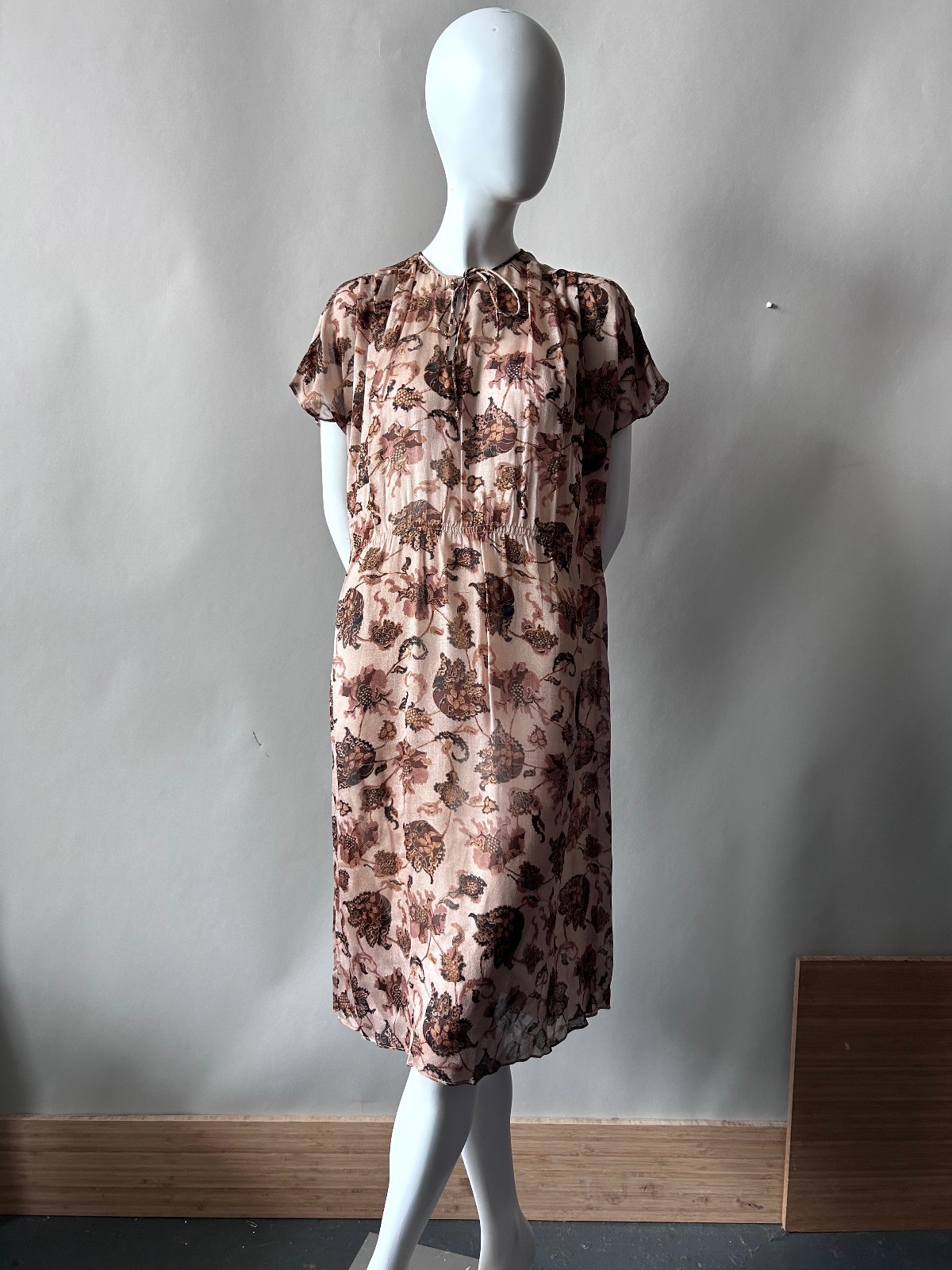 Vintage Judith Ann for Heiser-Egan Vintage Sheer India Silk Dress sz S M 1970s