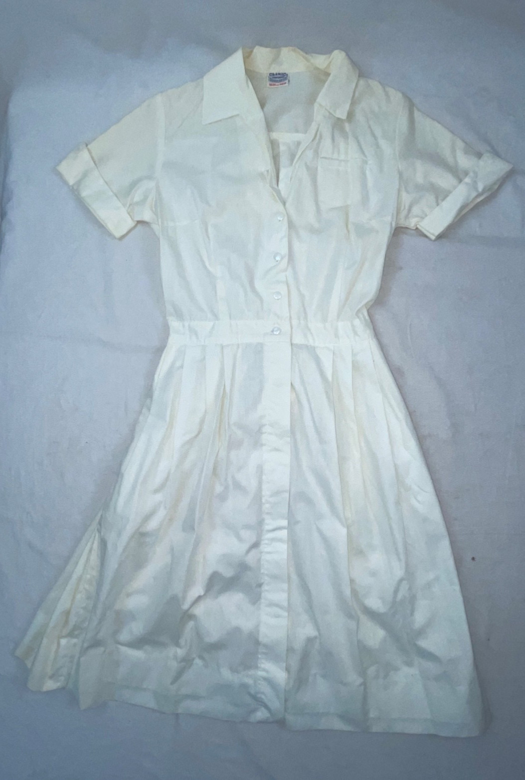 VTG 60S WOMENS WHITE BUTTON FRONT NURSES HOSPITAL ORDERLY WAITRESS UNIFORM DRESS