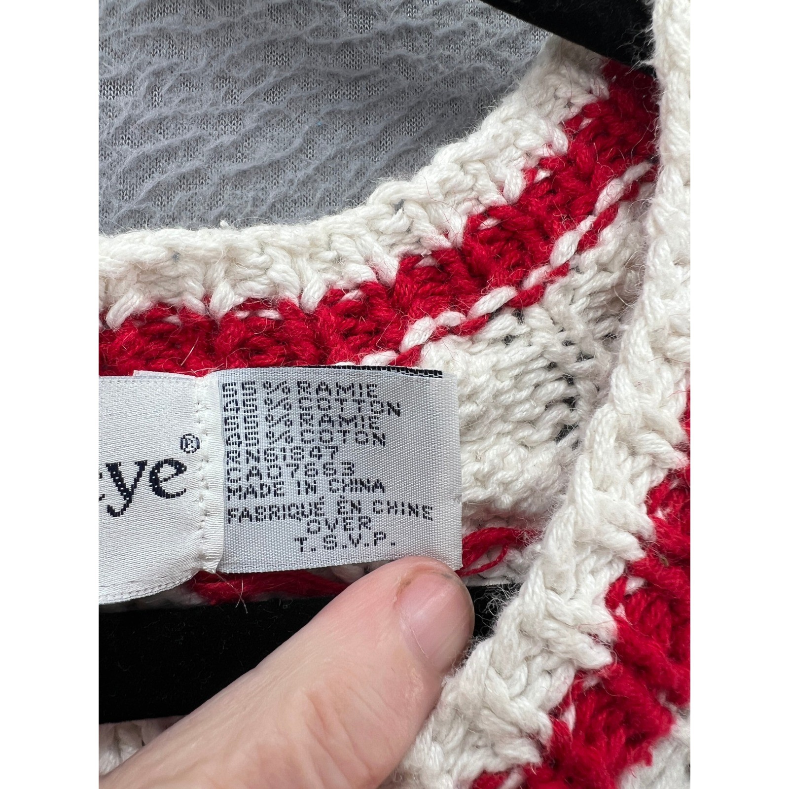 Vintage The Eagle&rsquo;s Eye Hand Knit Teacher School Cardigan Sweater Cream Red 1993